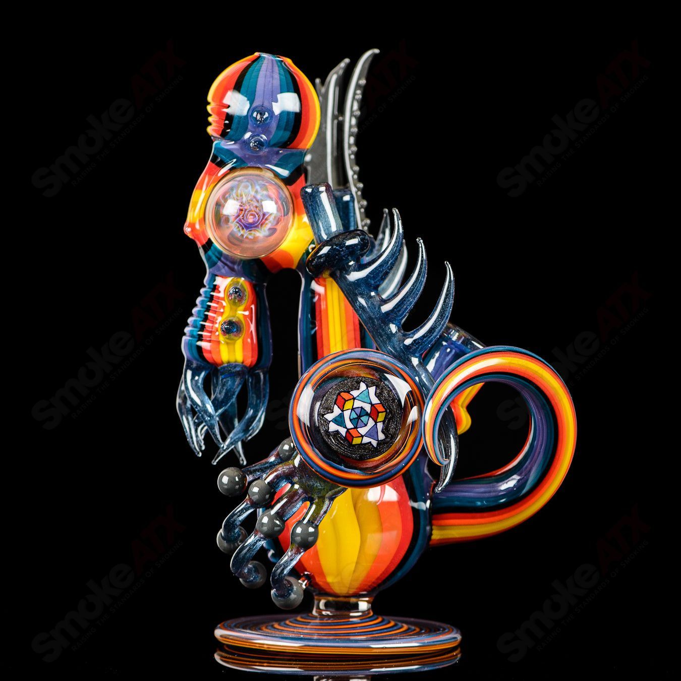 Alien Cthulhu Rig Freeek Glass, a heady concentrate rig featuring an alien and Cthulhu design with intricate glass art.