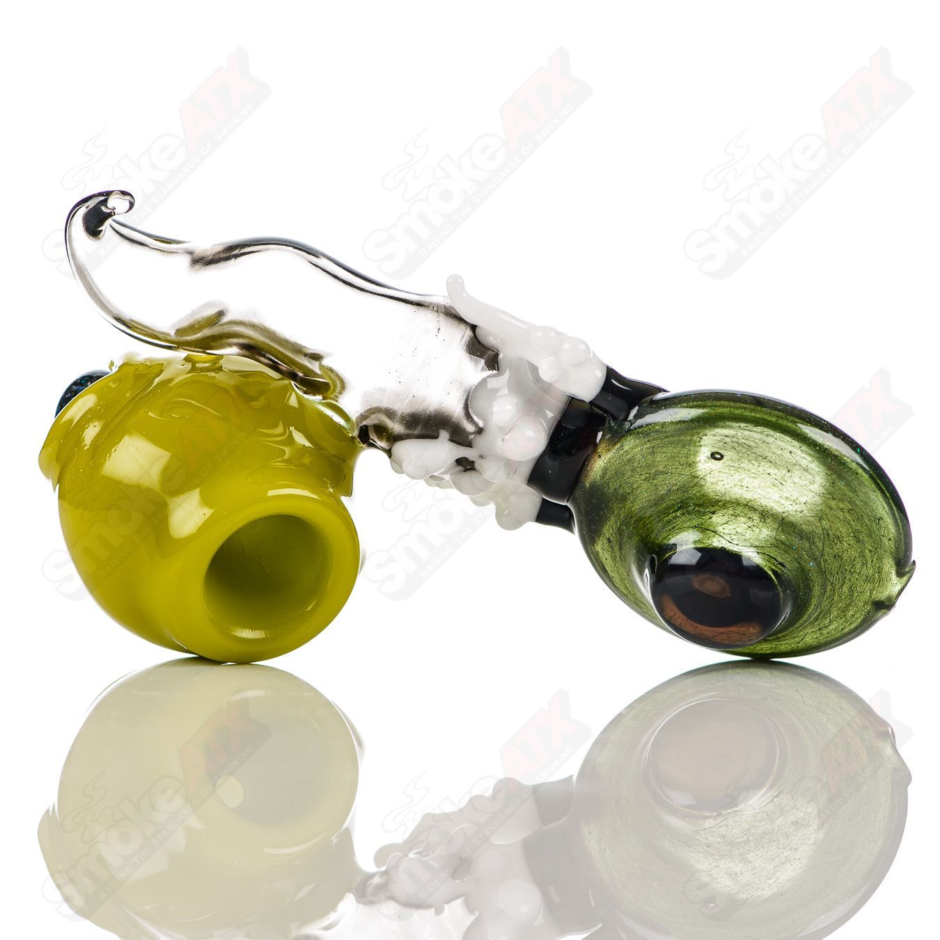 Alien Sidecar Dry Pipe by Ghost Glass, a heady Sherlocks glass pipe with alien and space-themed design details.
