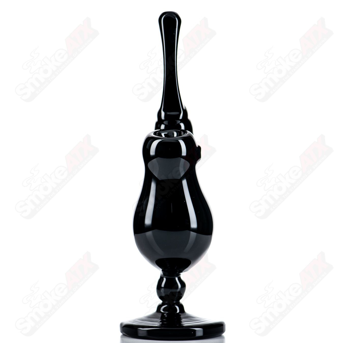 All-black Sherly Bubbler by JMass, heady glass concentrate rig with sleek design and clear glass accents.