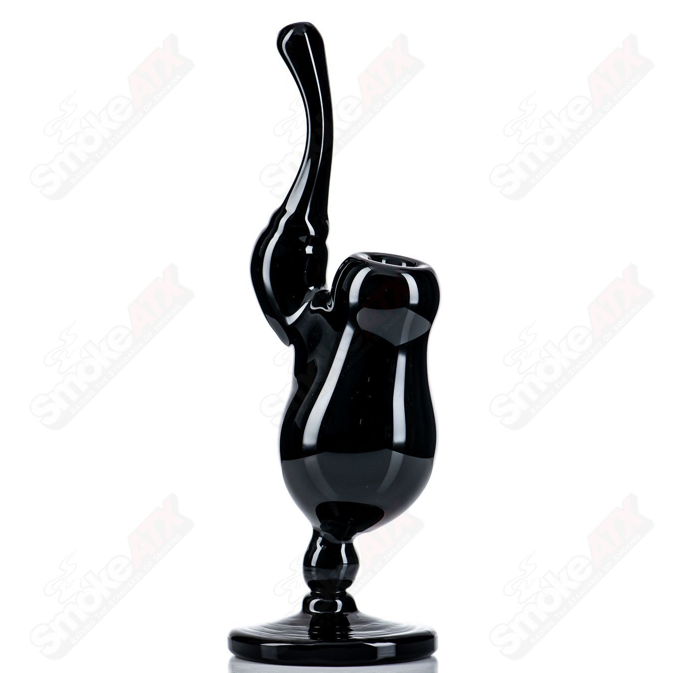 All-black Sherly Bubbler by JMass, heady glass concentrate rig with a sleek design and intricate glass details.