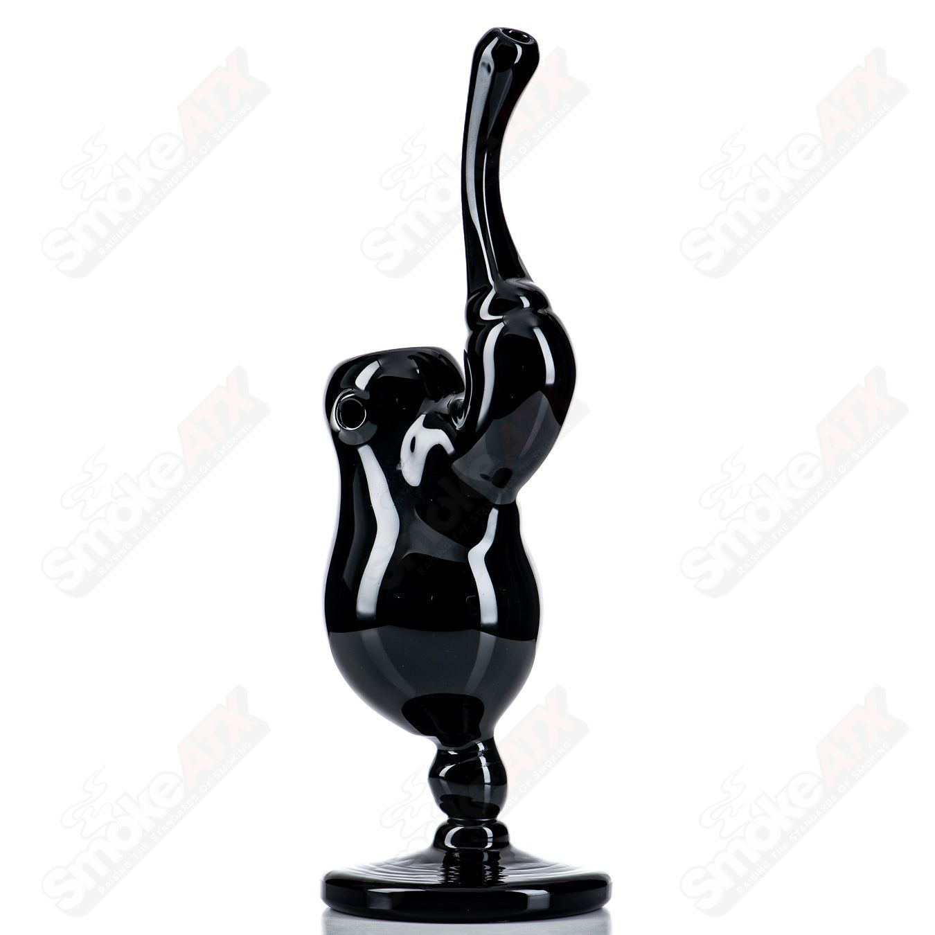 All-black Sherly Bubbler by JMass, a heady glass concentrate rig with a sleek, modern design and intricate glasswork.