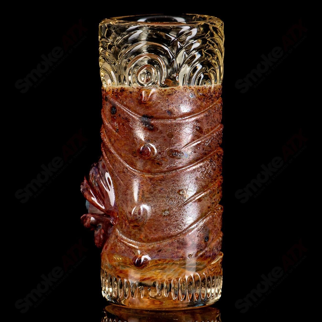 Salt Glass Amazon Bronze Serum Shot Glass, heady glass cup with metallic bronze finish, designed for small beverage servings.