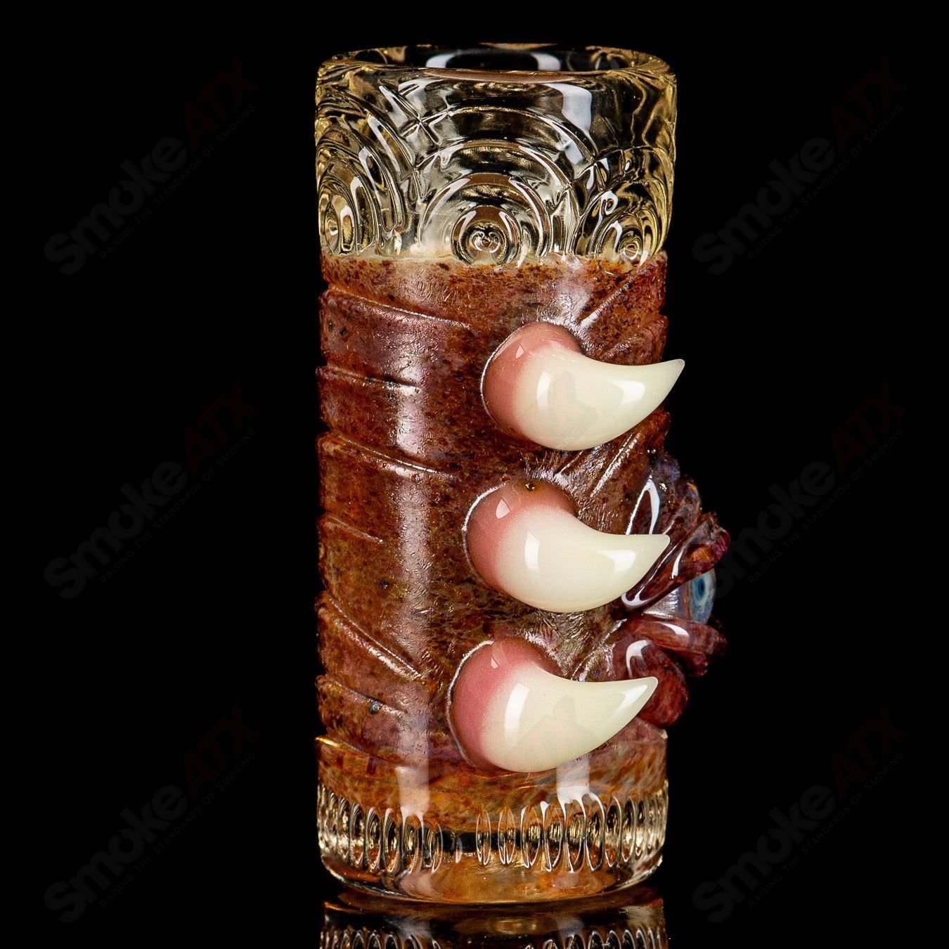 Amazon Bronze Serum Shot Glass by Salt Glass, handcrafted heady glass cup with intricate design and smooth finish.