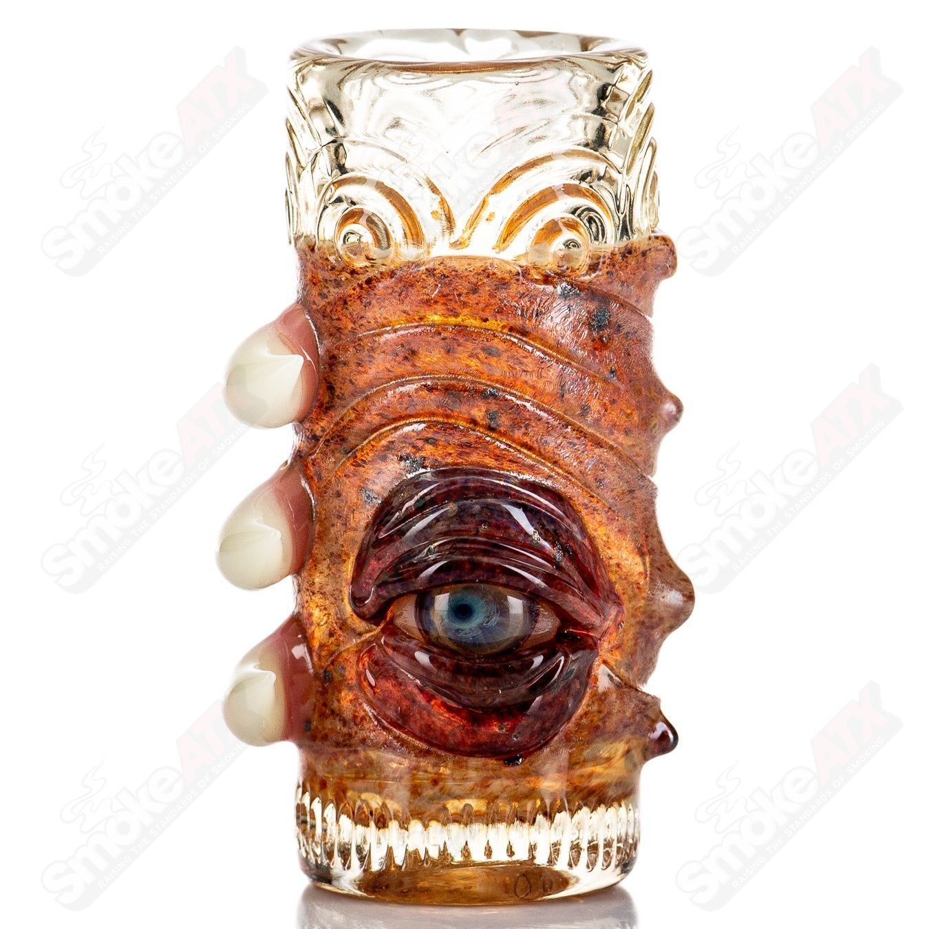 Amazon Bronze Serum Shot Glass by Salt Glass, handcrafted heady glass cup with a smooth finish and unique design.