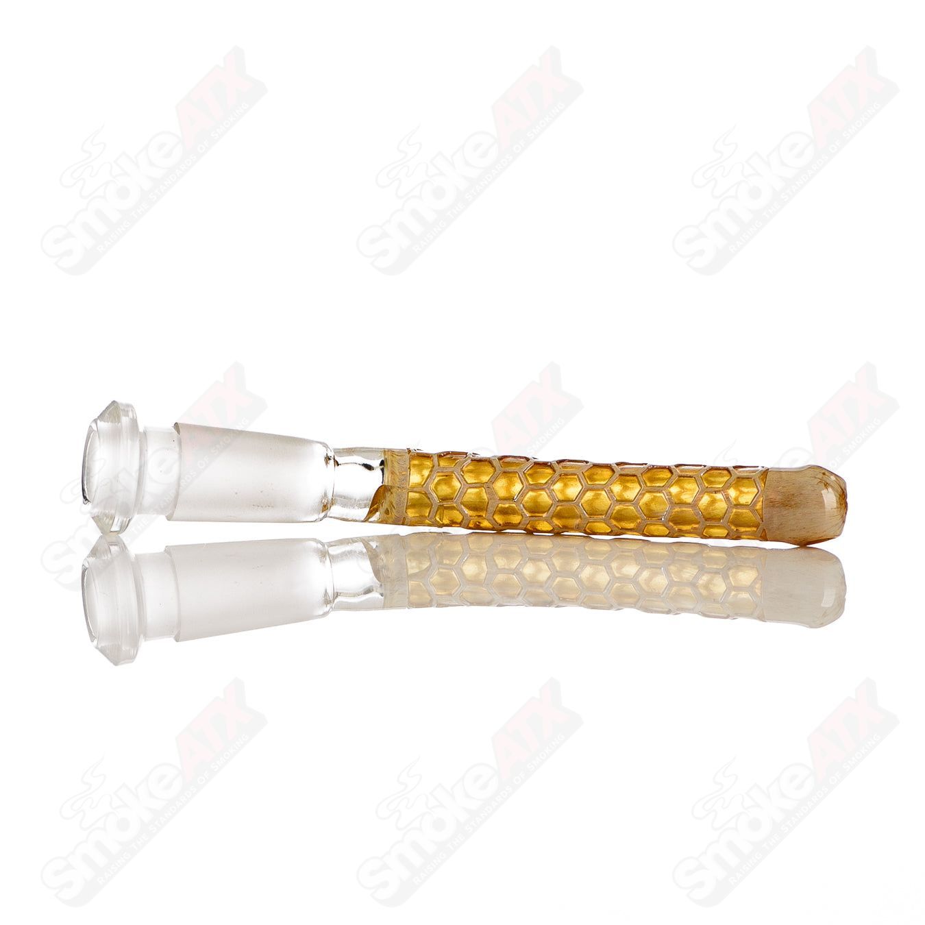 Amber Honeycomb Lamp Set by Joe P Glass, featuring intricate heady glass bubbler designs with honeycomb pattern and warm amber tones.
