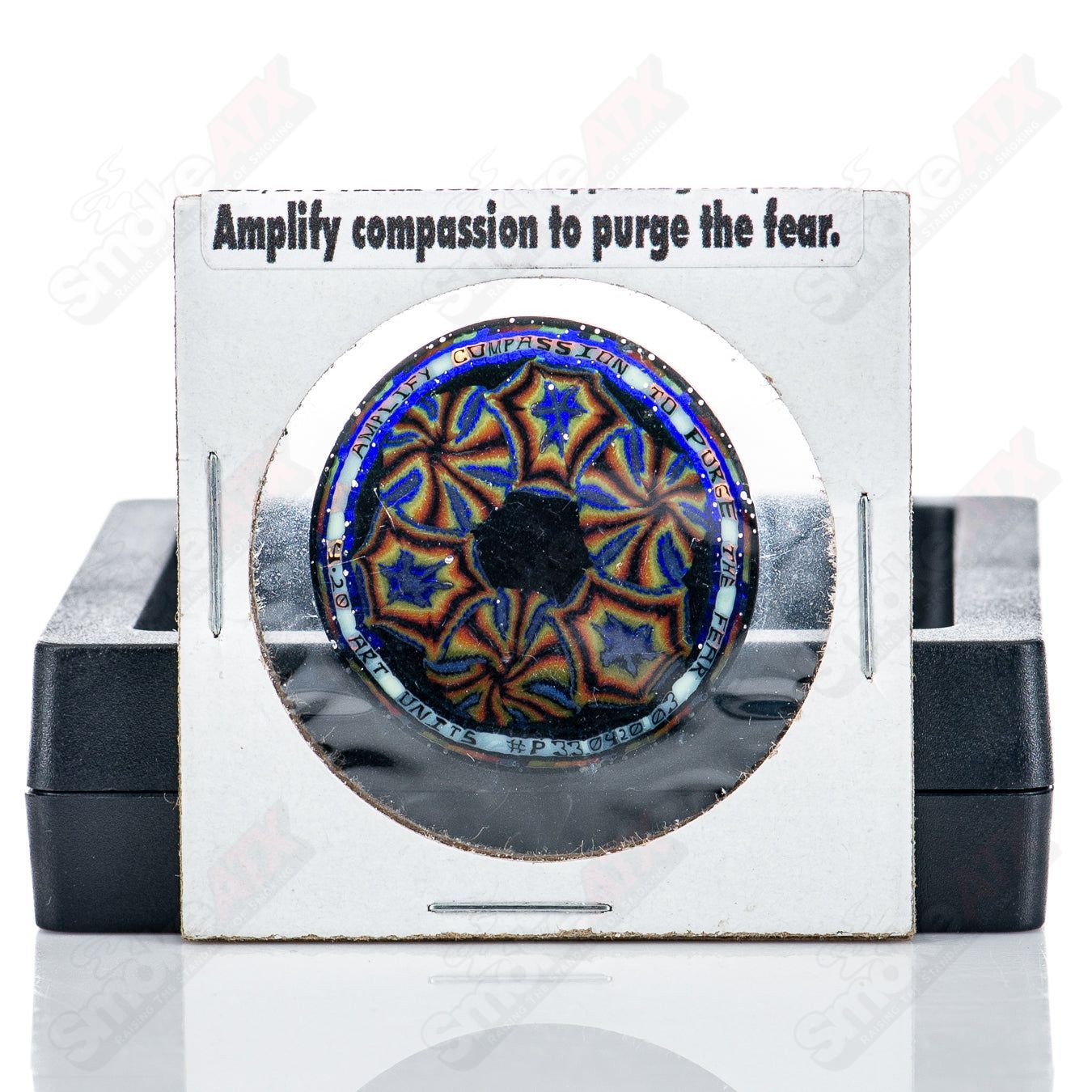 Amplify Compassion To Purge The Fear (AU) Art Unit Borosillicate Murrine Coin Mass Collab Glass for Project 33 - Smoke ATX