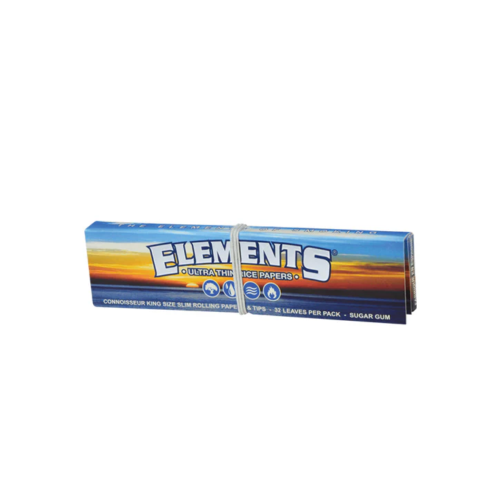 Connoiseur King Size Ultra Thin Rice Rolling Papers wTips Elements - Smoke ATX 