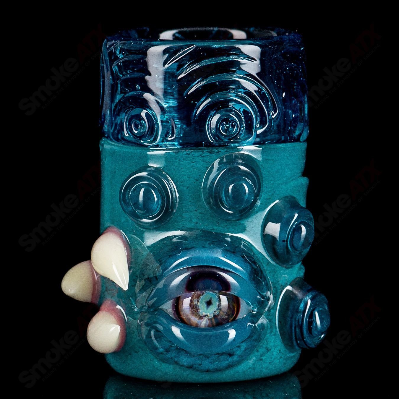 Aqua Azul Blue Dream Shot Glass by Salt Glass, clear heady glass cup with blue swirl design, perfect for beverages or display.