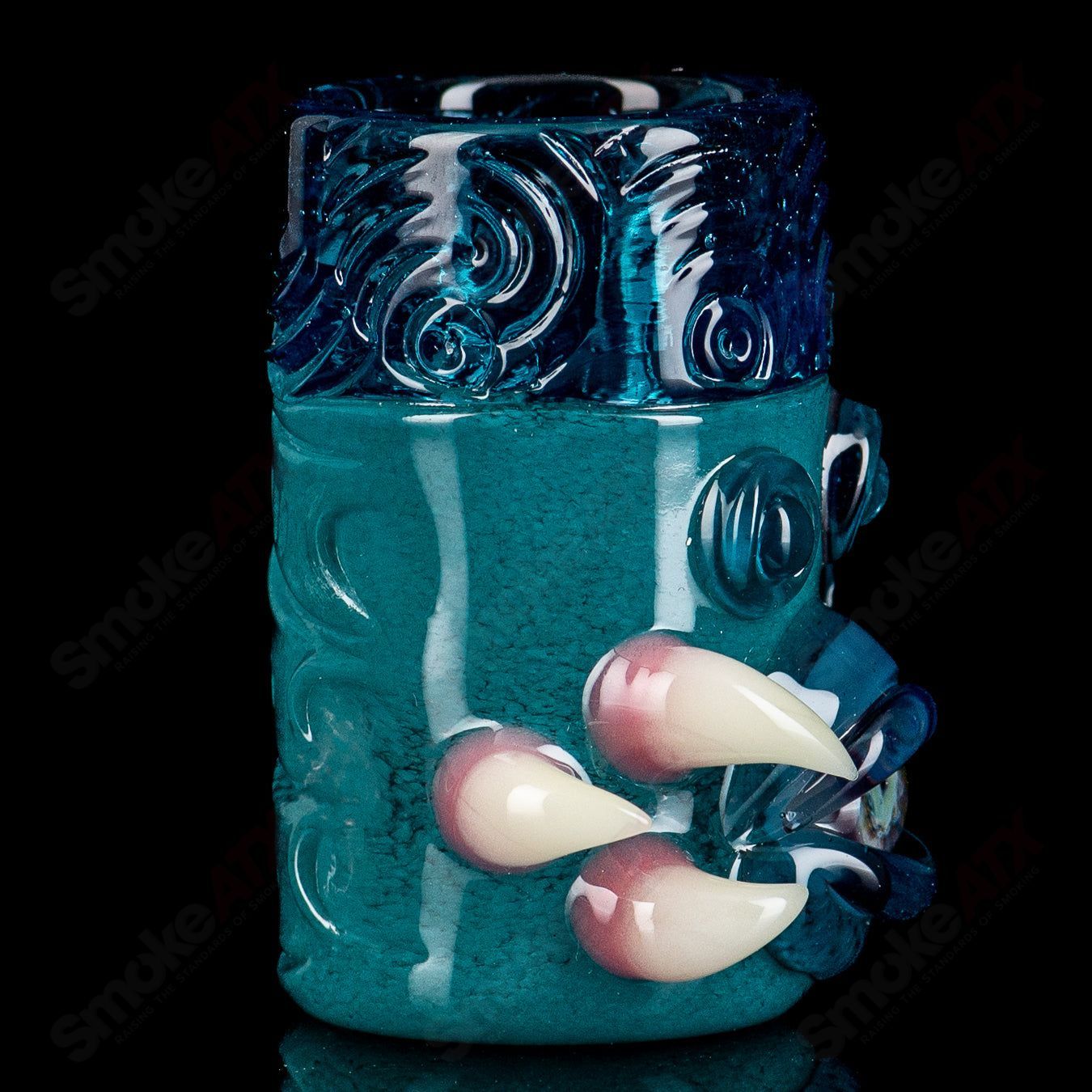 Aqua Azul Blue Dream shot glass by Salt Glass, clear heady glass cup with blue accents, designed for sipping spirits.