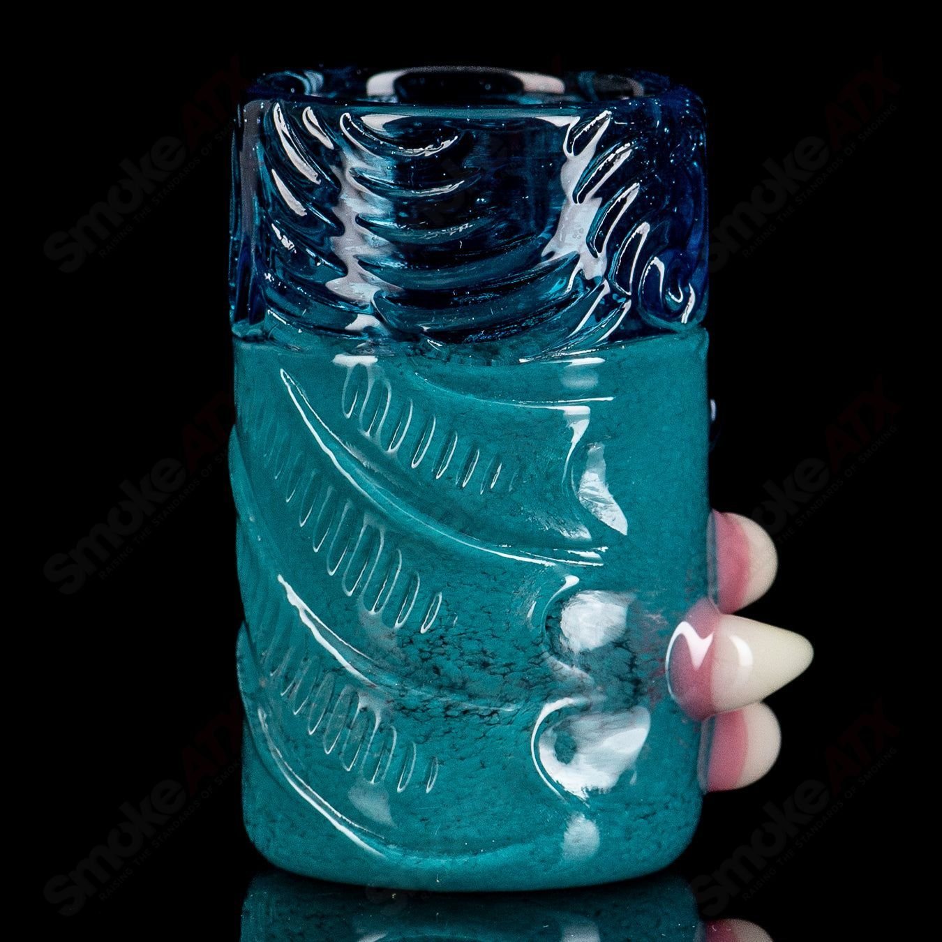 Blue Dream Shot Glass by Salt Glass, Aqua Azul heady glass cup with vibrant blue design, perfect for serving shots.