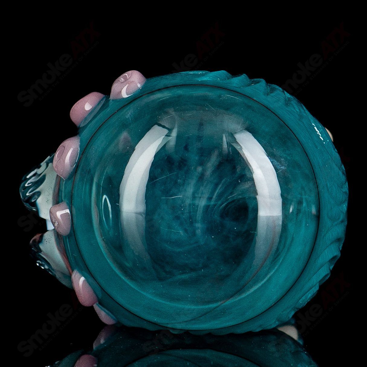 Aqua Azul Ether Spoon by Salt Glass, a colorful hand pipe made of heady glass with vibrant aqua and blue hues.
