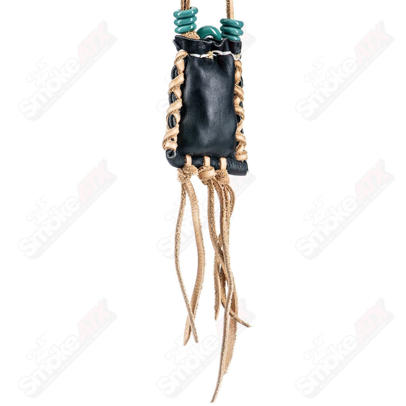 Elks That Run Arrowhead Medicine Bag featuring traditional design and leather strap, used for ceremonial or spiritual purposes.