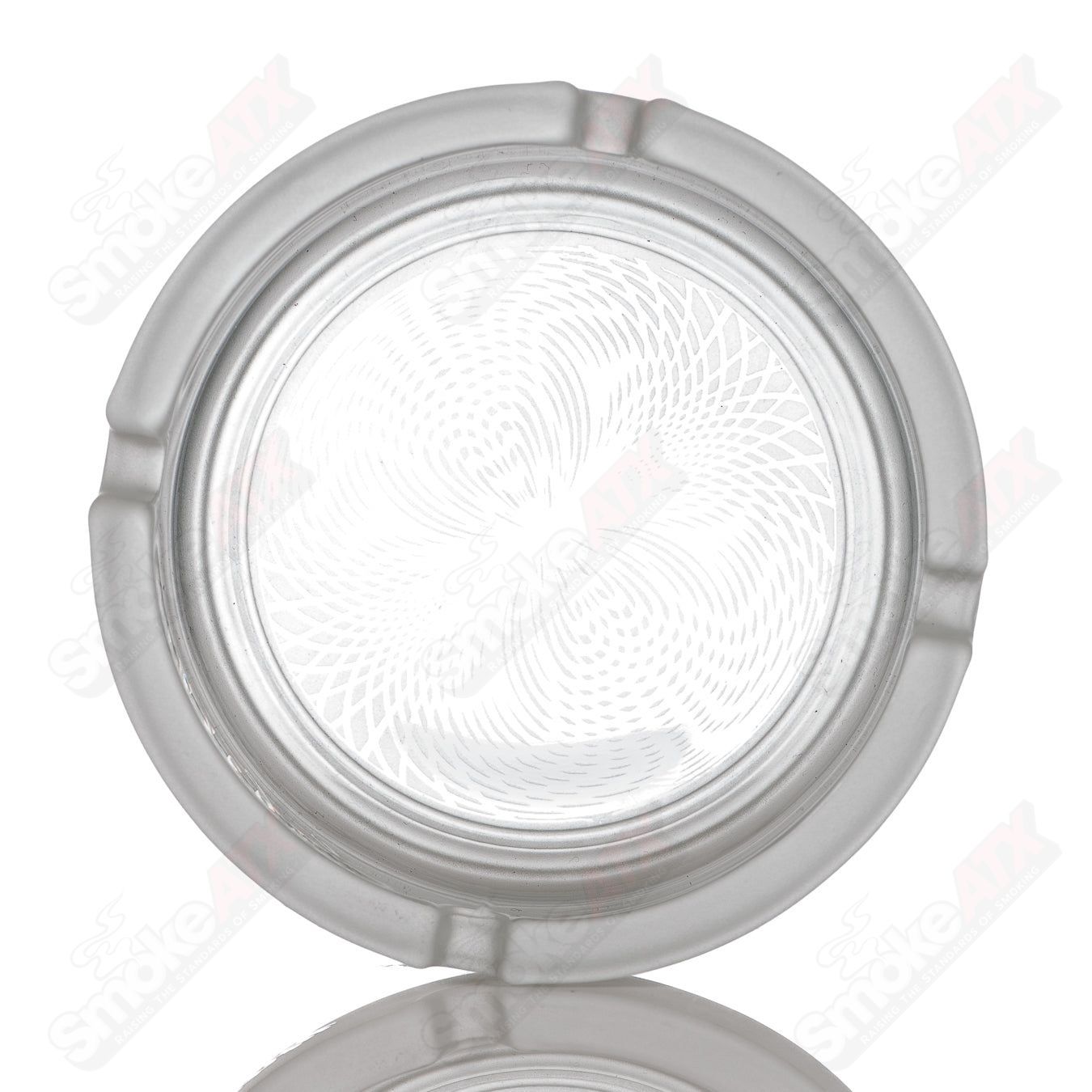 Frosted glass ashtray with bowtie Retti pattern by Sovereignty Glass, 420 products ashtray with elegant design.