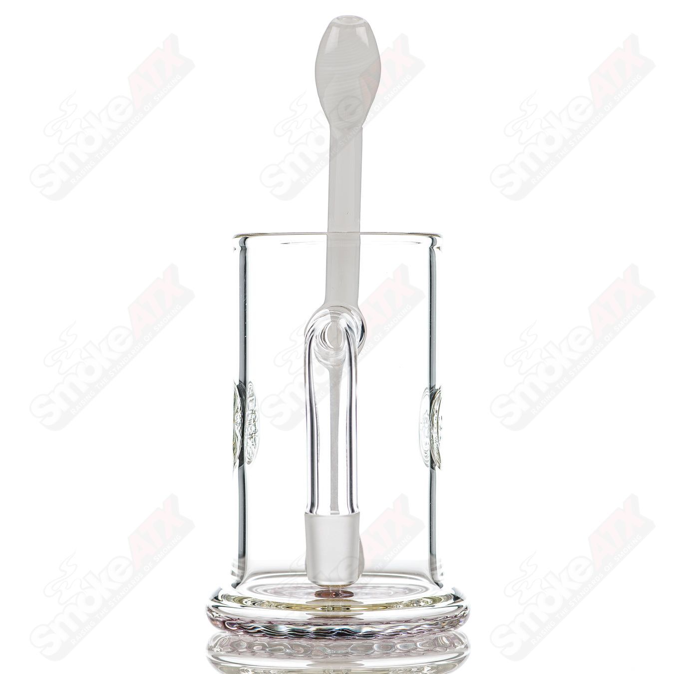 Surf Rat Glass Bangin Mug with gold ruby accent bottom and Q-tip straw, stylish heady glass cup for drinking or display.