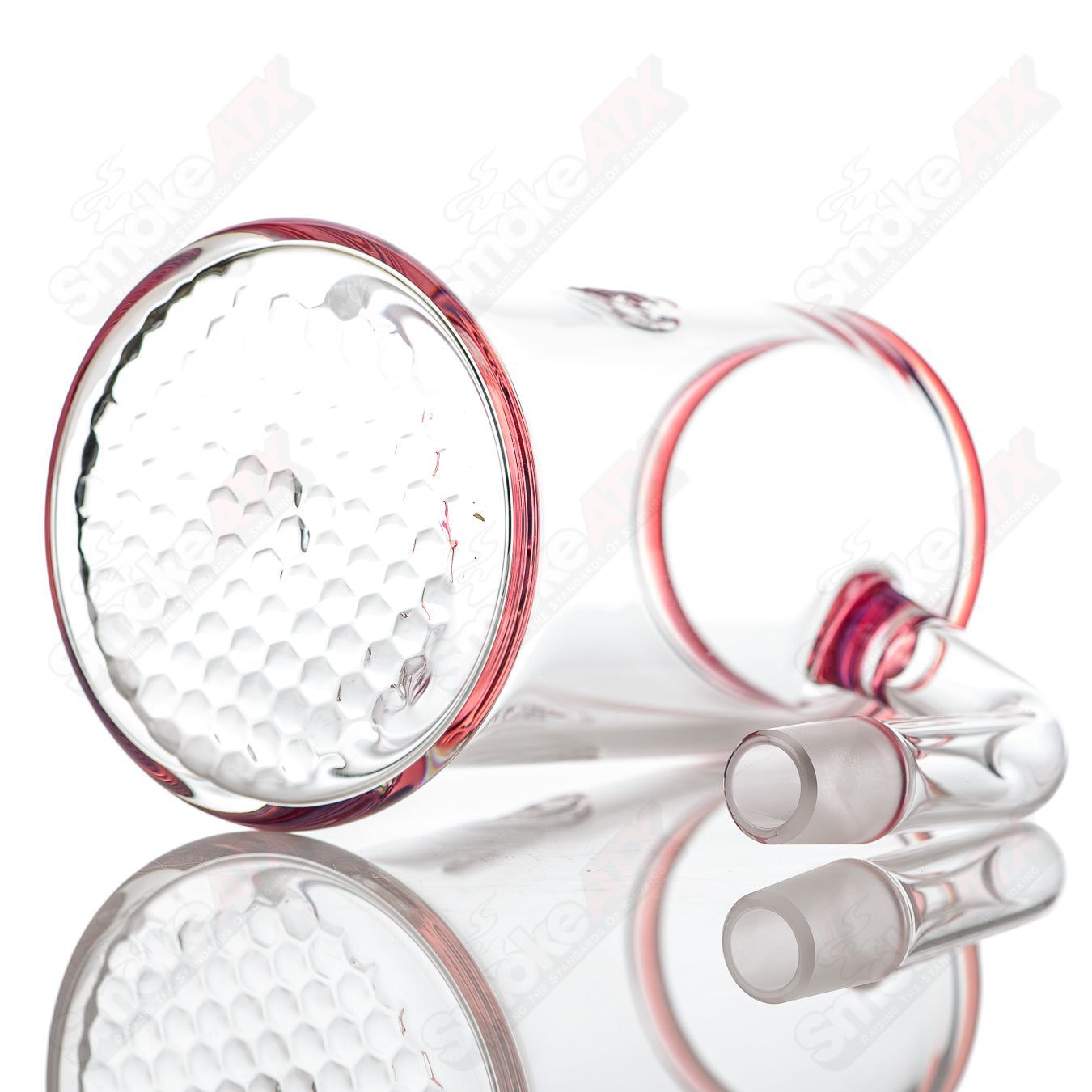 Surf Rat Glass Bangin Mug with Telemagenta accent rim and Q-tip straw, heady glass cup with vibrant design details.