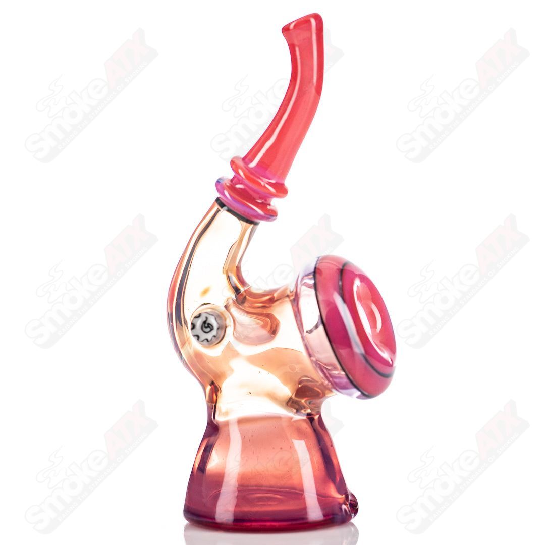 Amora Pink Sherlock Puffco dry top by JMass, glass Puffco accessory with pink design and intricate details for vaporizer.