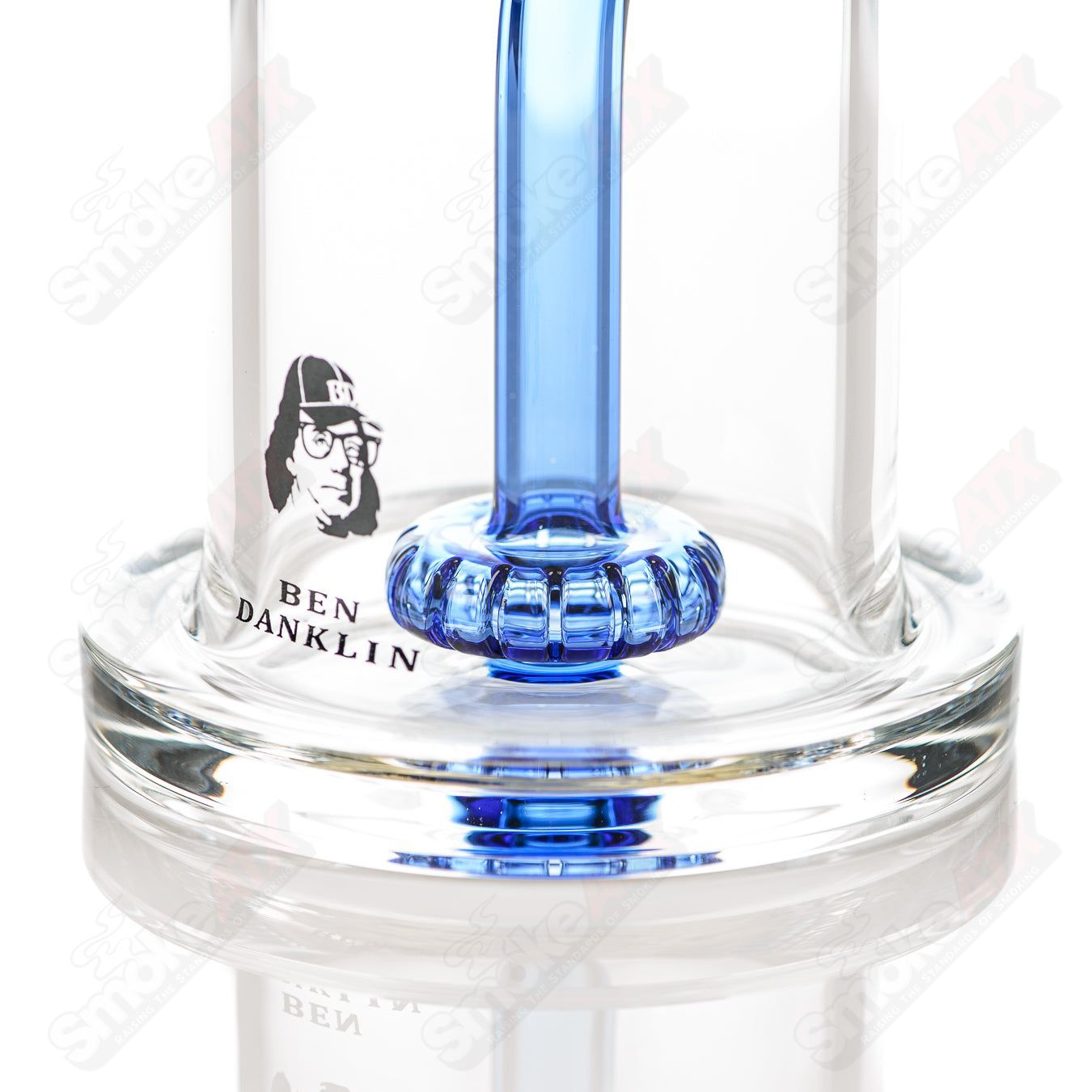 Illadelph Sea Blue Glycerin Coil Bubblers glass pipe with intricate blue design and glycerin cooling coils.