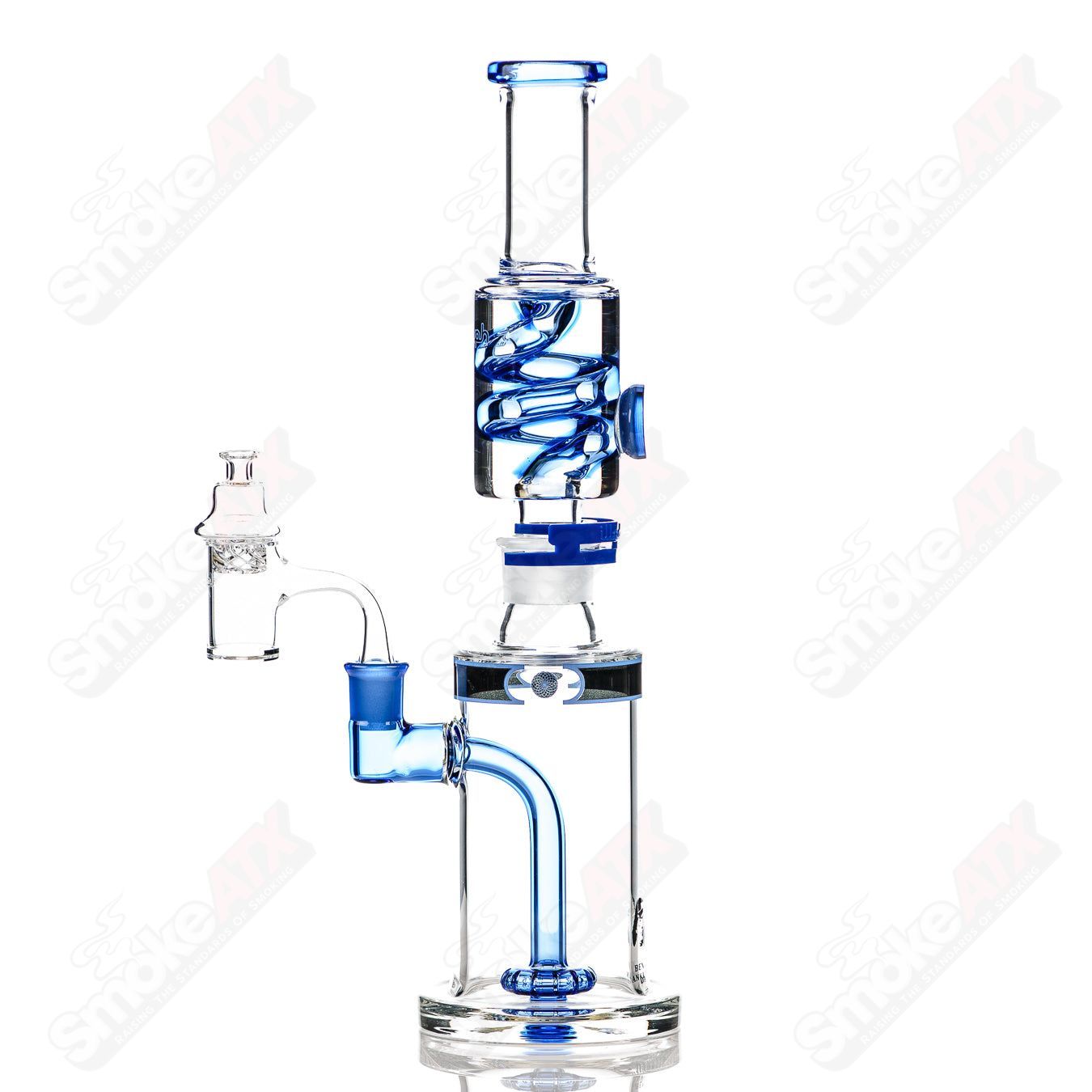 Ben Danklin Sea Blue Glycerin Coil Illadelph glass bubbler with blue accents and intricate coil design for smooth hits.
