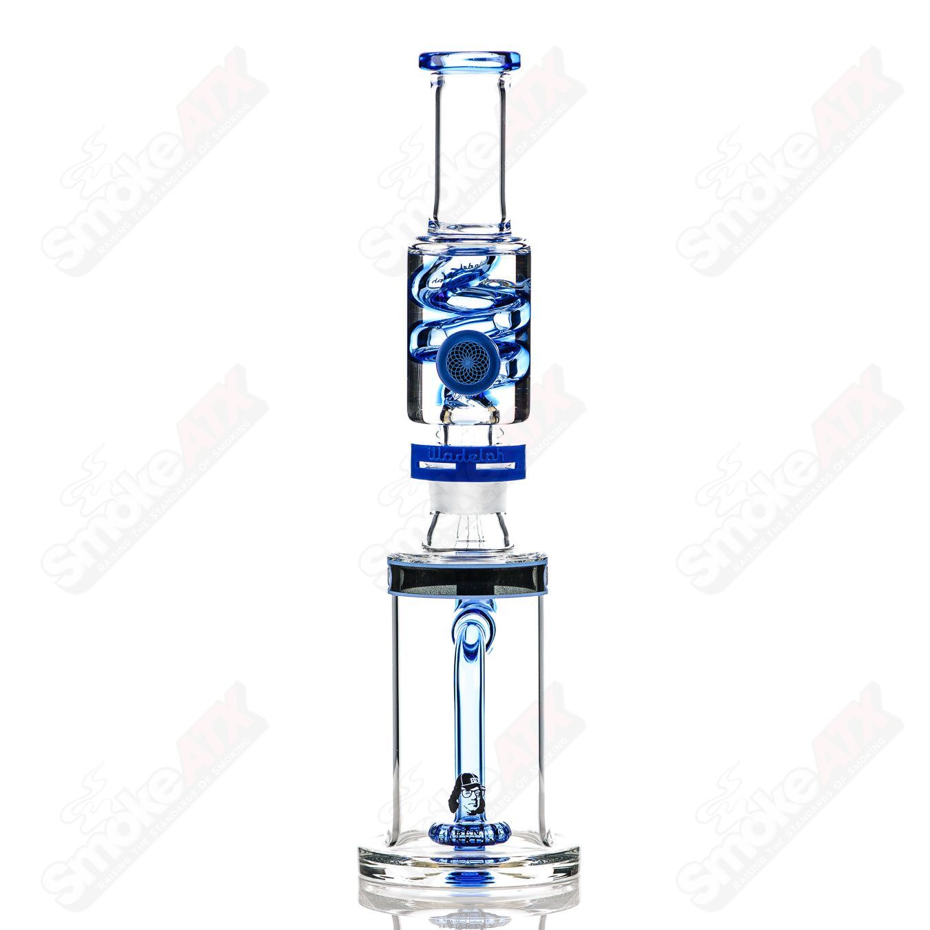 Sea blue glycerin coil bubbler by Illadelph, featuring glass construction and intricate design, perfect for smooth hits.