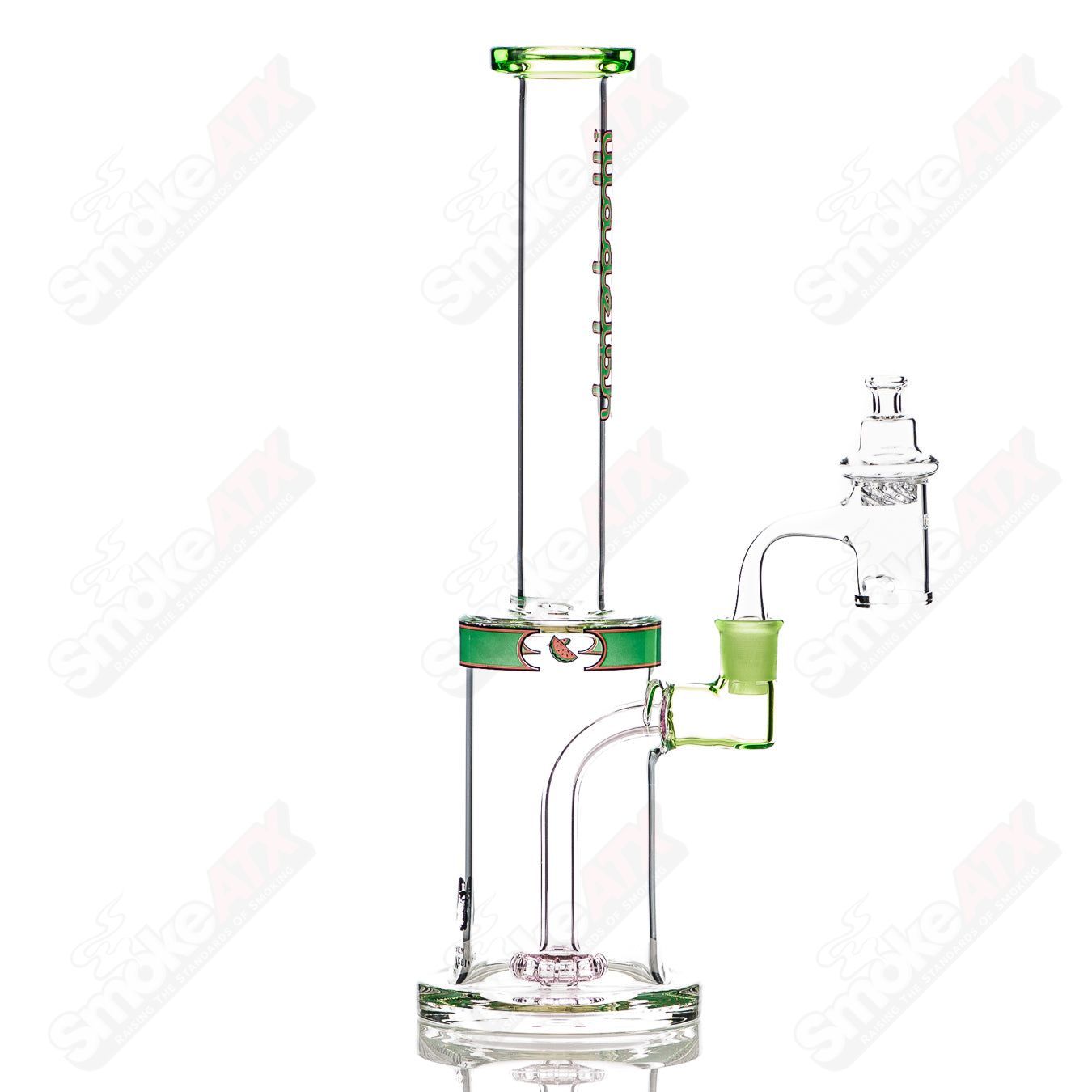 Illadelph Watermelon Ben Danklin straight tube rig for concentrates, featuring vibrant watermelon design and clear glass construction.