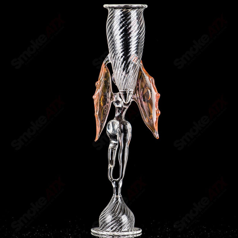 Fumed Scalloped Angel-Figurine Wine Flute Indo Glass - Smoke ATX