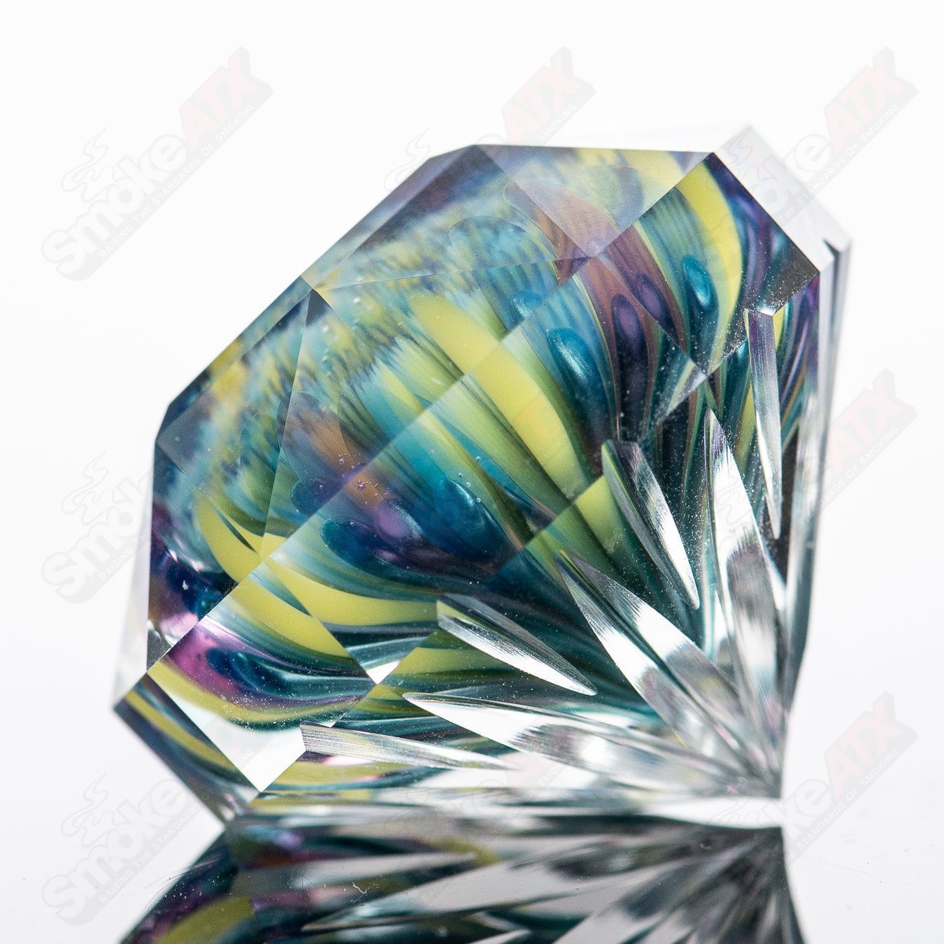 Big Gem Fatal Facets x Introvert glass heady art with colorful marble details, crafted by Fatal Facets.