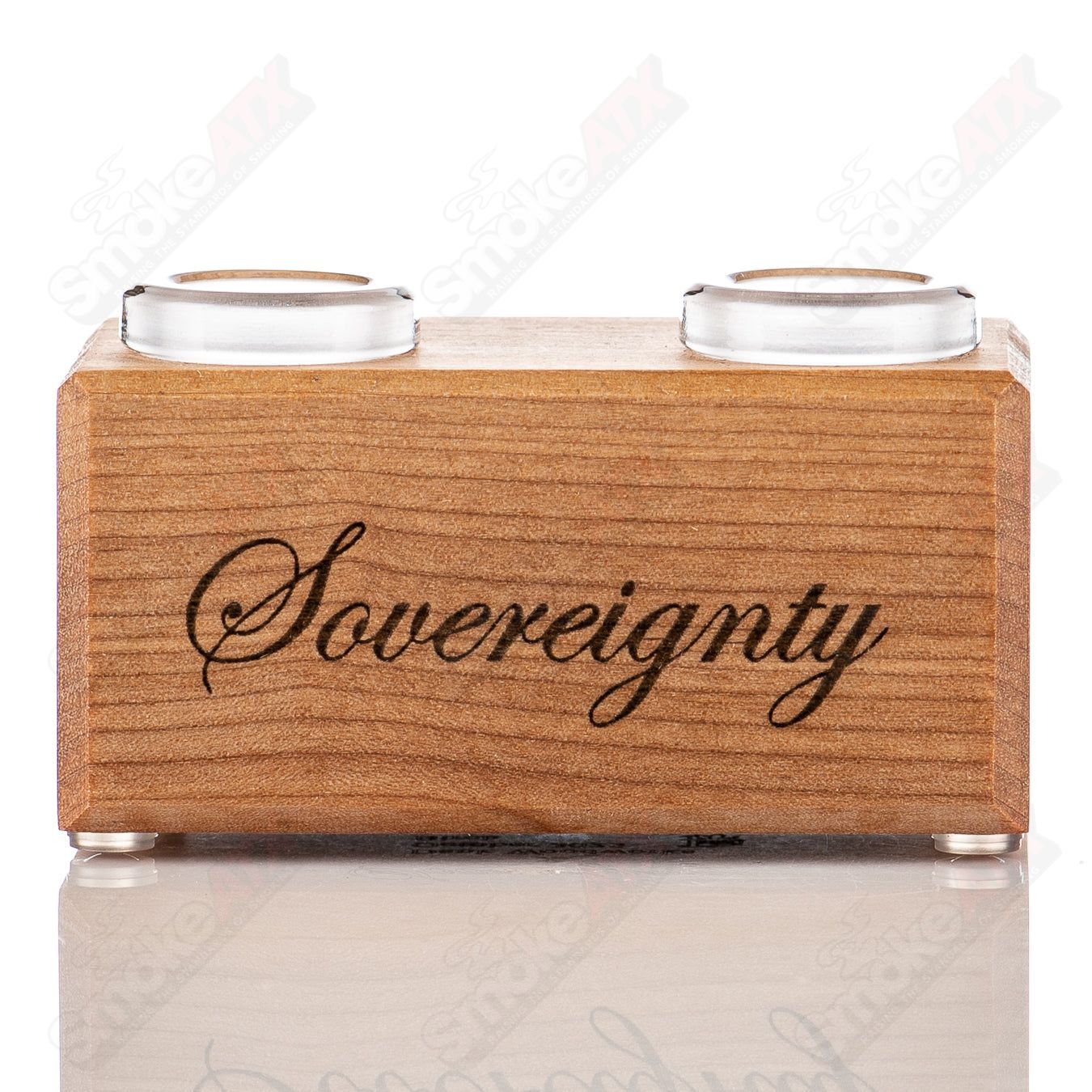Heady glass Birch 2-Hole Slide Stand by Sovereignty Glass, showcasing a clear glass stand with two holes for slide support.