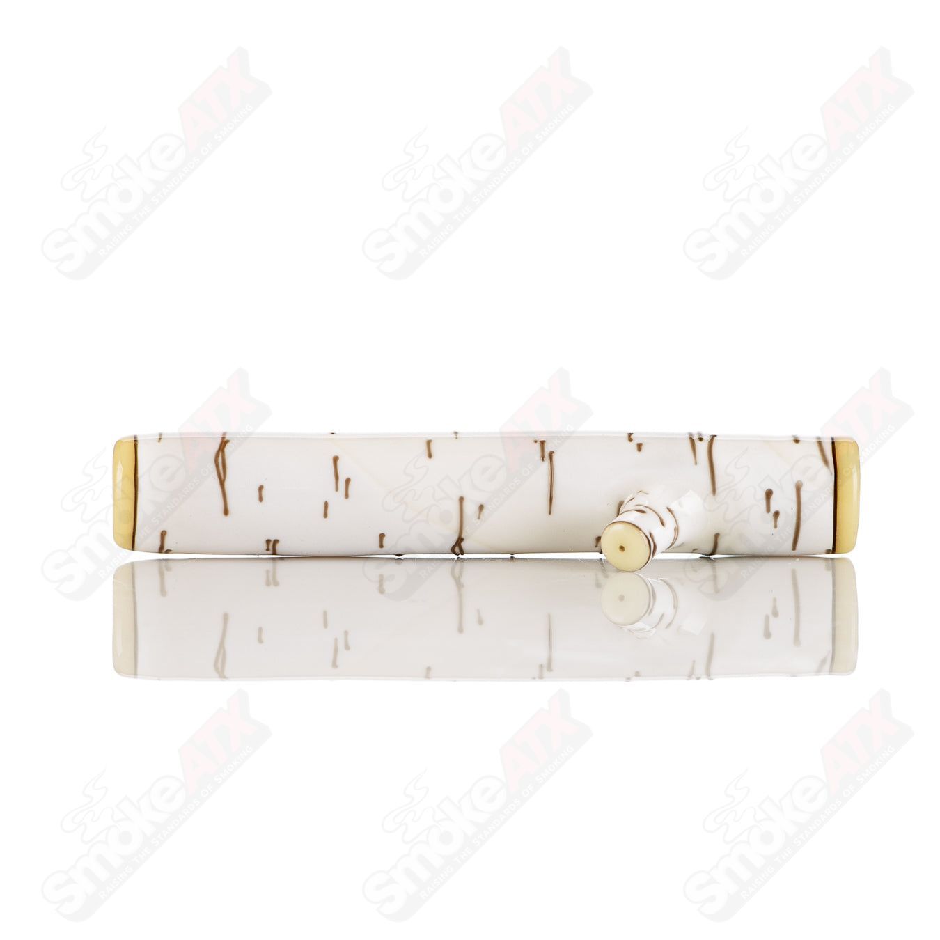 Foster Glass Birch Chillum, clear heady glass chillum pipe with intricate design, for dry herbs and smoking enjoyment.