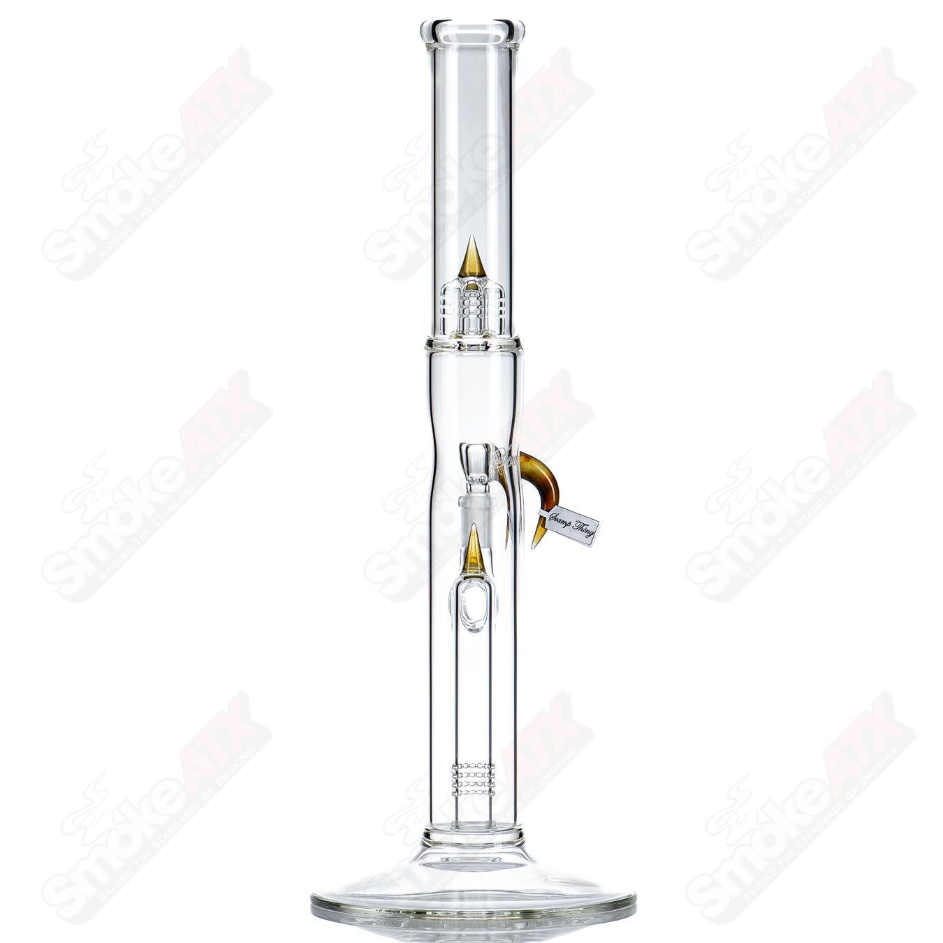 Sovereignty Glass Bishop Fixed 180 straight glass tube with minor accent and body reduction, designed for specialized use.