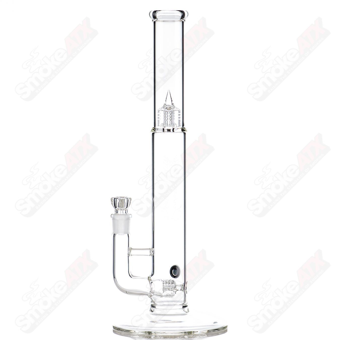 Clear Bishop Mini3 straight glass tube with colorful Millie Sovereignty Glass design.