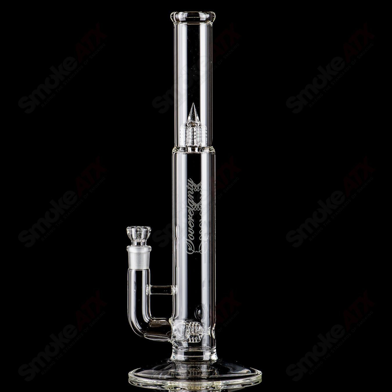 Clear Bishop Mini3 straight glass tube with colorful Millie Sovereignty Glass design, crafted by Sovereignty Glass.