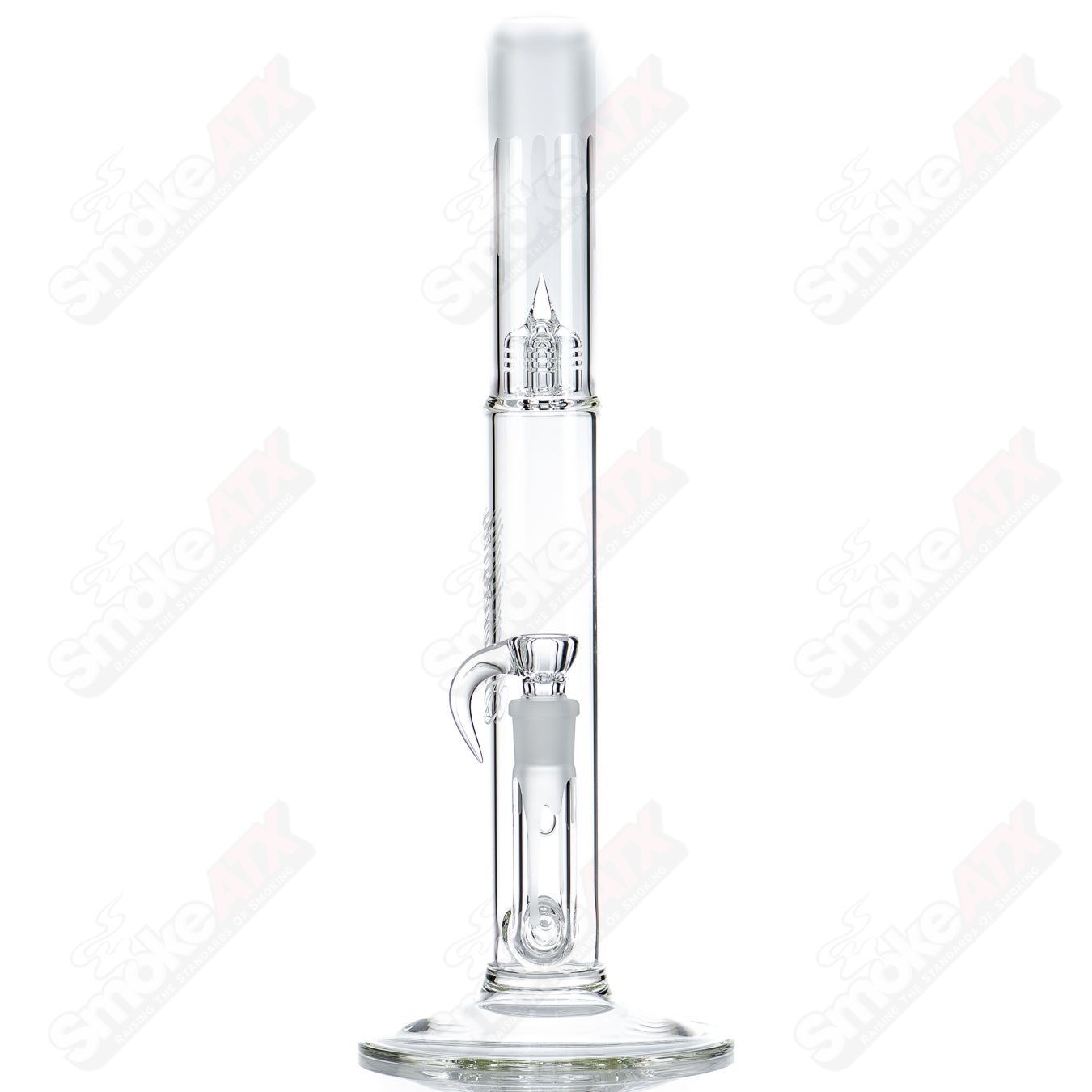 Sovereignty Glass Bishop Stemline clear straight tube with Halloween pattern, featuring festive orange and black design on transparent glass.