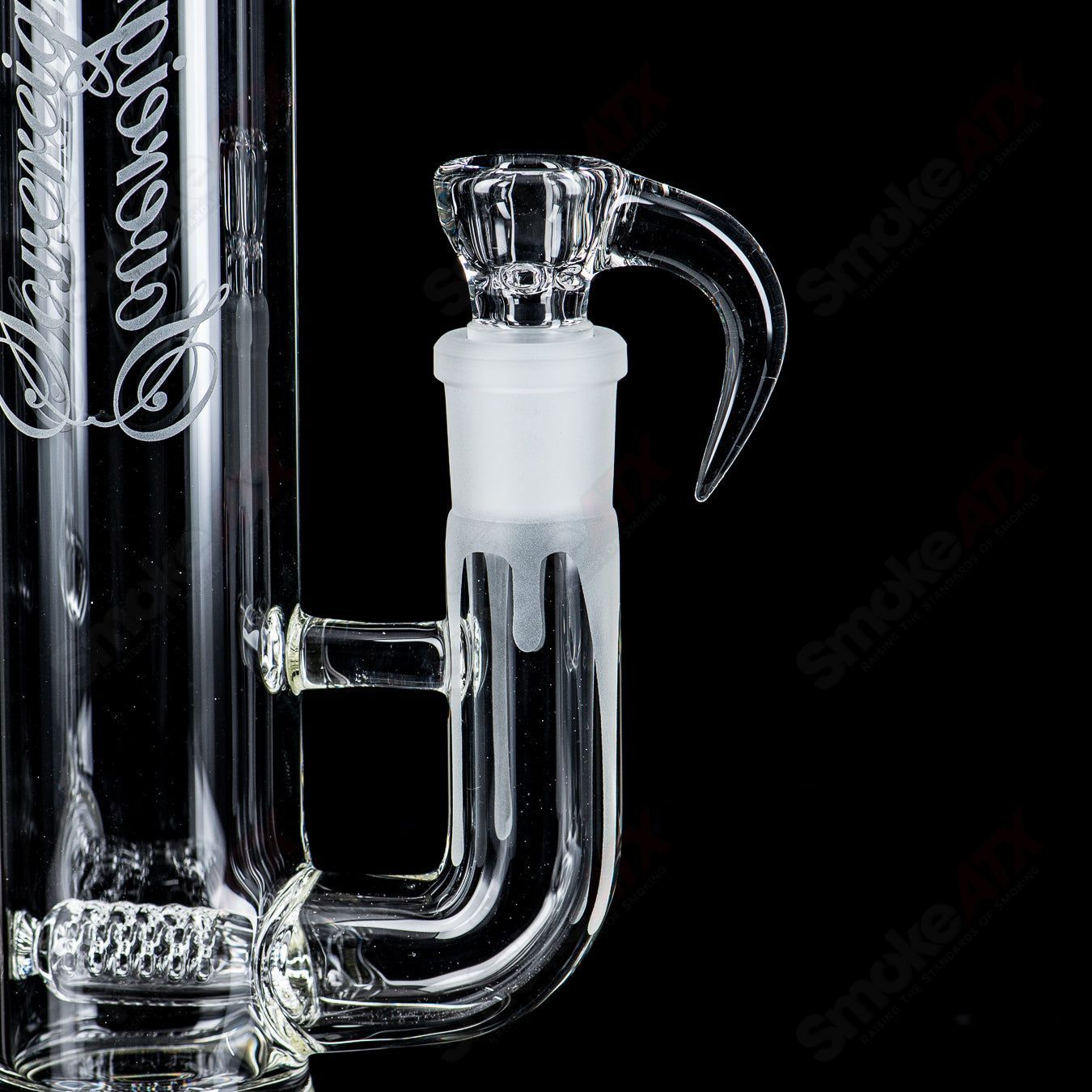 Clear Bishop Stemline glass tube with Halloween pattern by Sovereignty Glass, featuring straight design and festive decoration.