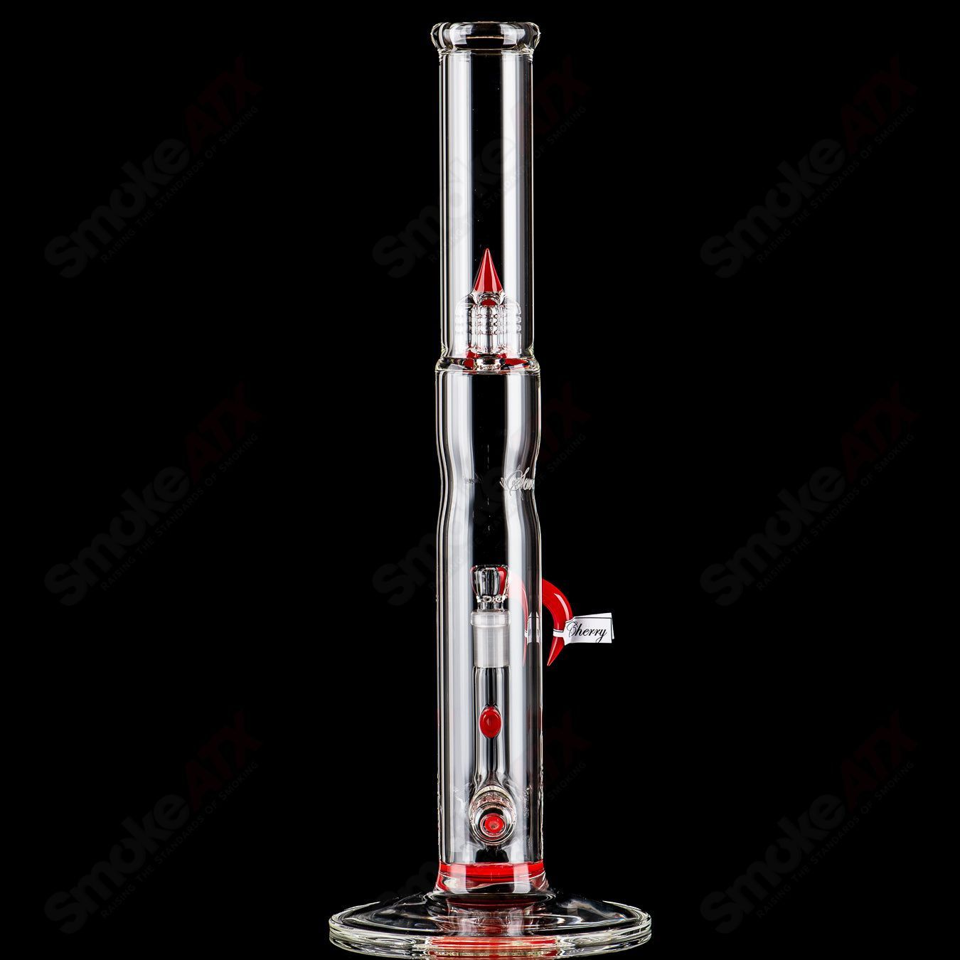 Sovereignty Glass Bishop Stemline Partial Accent Straight Tube with body reduction, clear glass art piece.