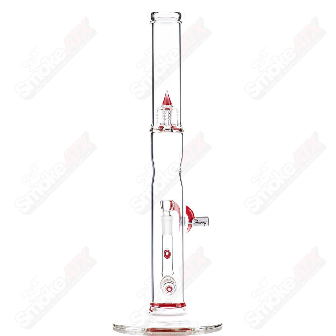 Sovereignty Glass Bishop Stemline Partial Accent straight tube with body reduction, showcasing clear glass design and intricate details.