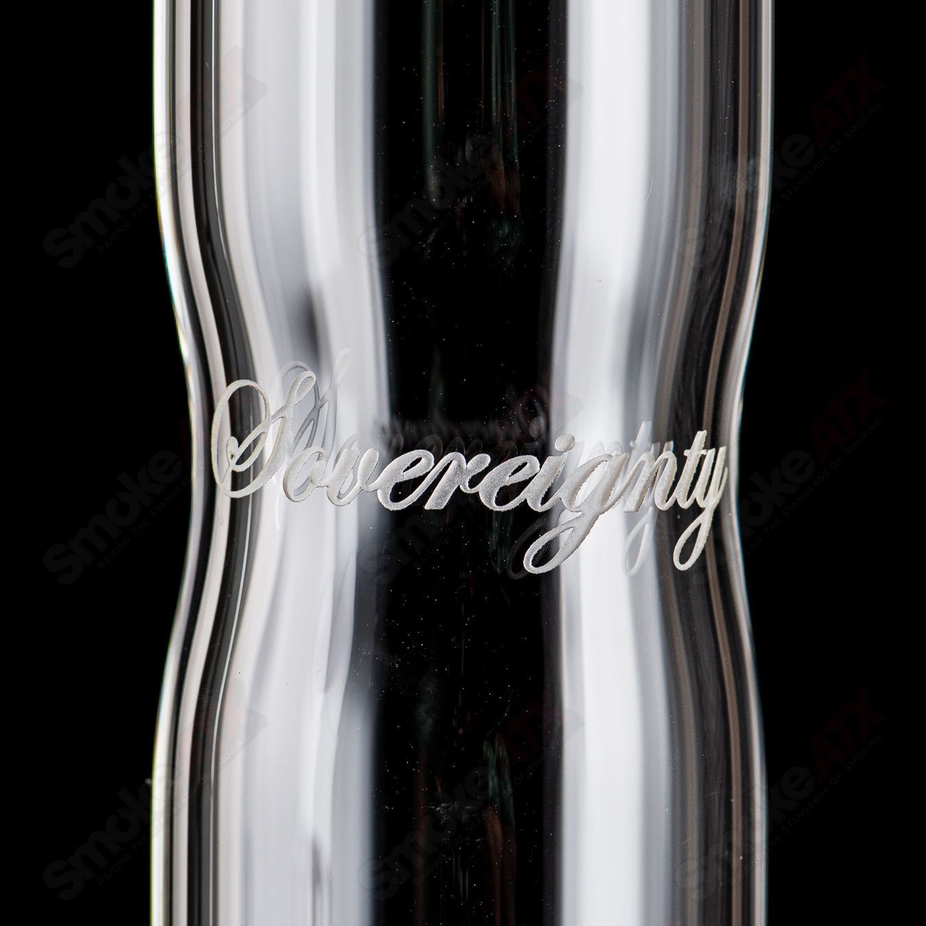 Sovereignty Glass Bishop Stemline Partial Accent straight tube with body reduction, showcasing clear glass design and intricate accent details.
