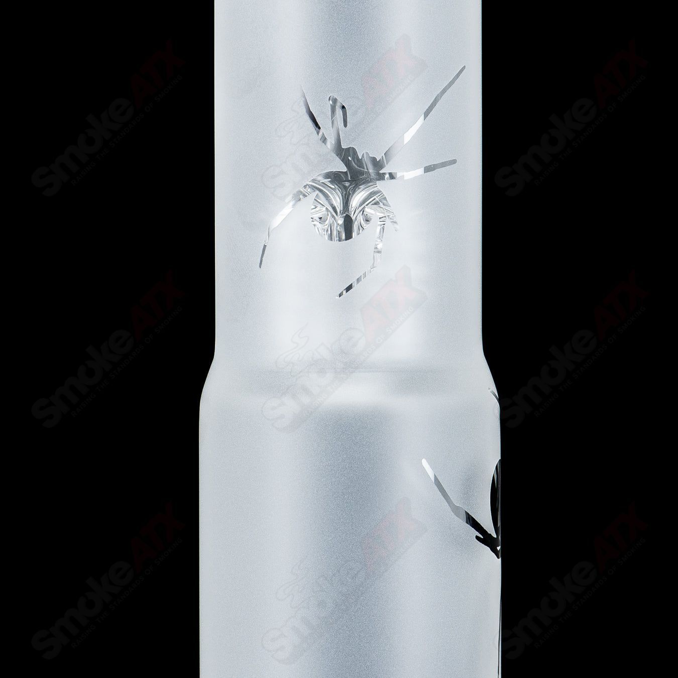 Frosted glass straight tube with Halloween pattern by Sovereignty Glass, featuring three-line design and festive themed artwork.