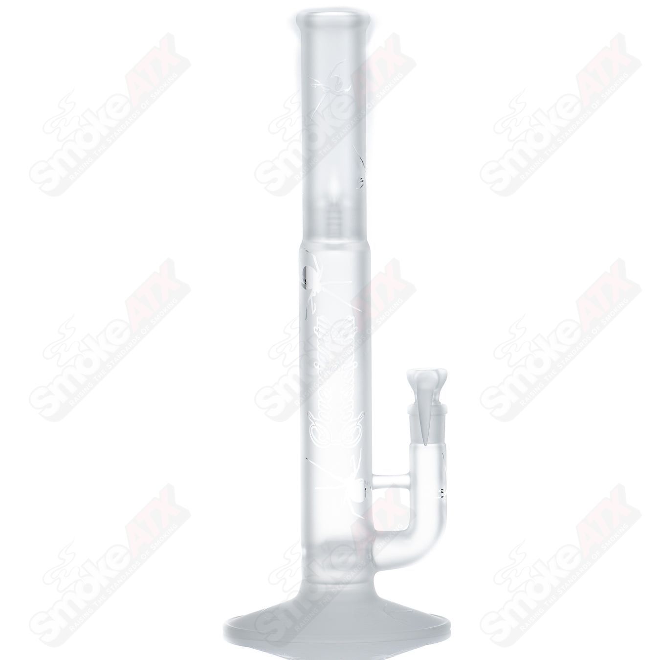 Frosted Sovereignty Glass straight tube with Halloween pattern, featuring bishop threeline design and festive detailing.