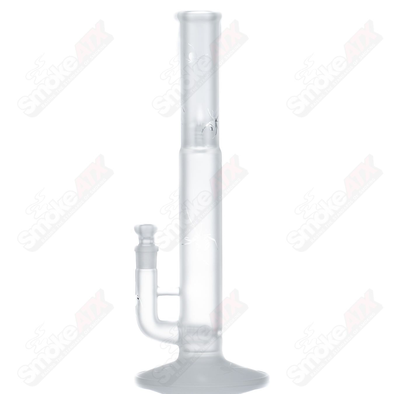 Frosted glass straight tube with Halloween pattern by Sovereignty Glass, featuring a bishop threeline design for themed decoration