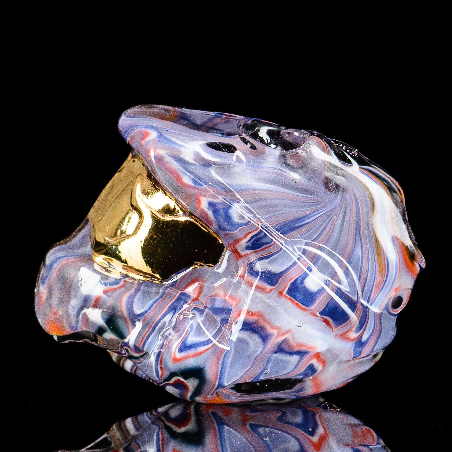 Flat Halo Master Chief pendant by Tony Kazy, a heady glass jewelry piece featuring a detailed Halo helmet design.
