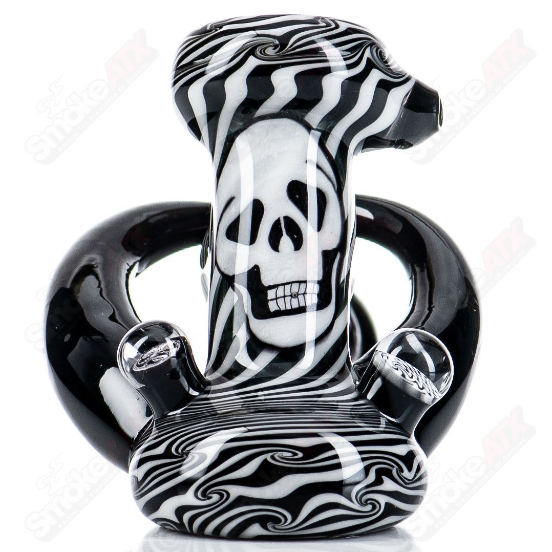 Black and White Skull Dry Hammer w Horns Moo Glass - Smoke ATX