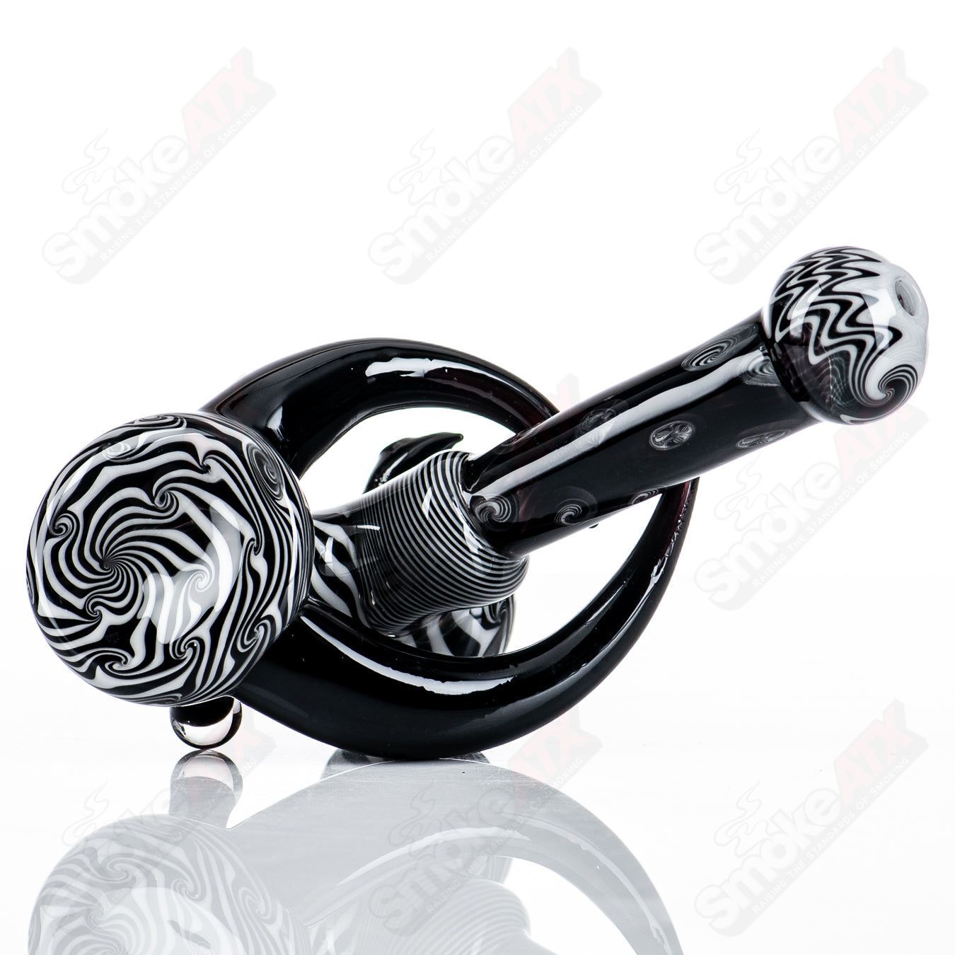 Black and White Skull Dry Hammer w Horns Moo Glass - Smoke ATX