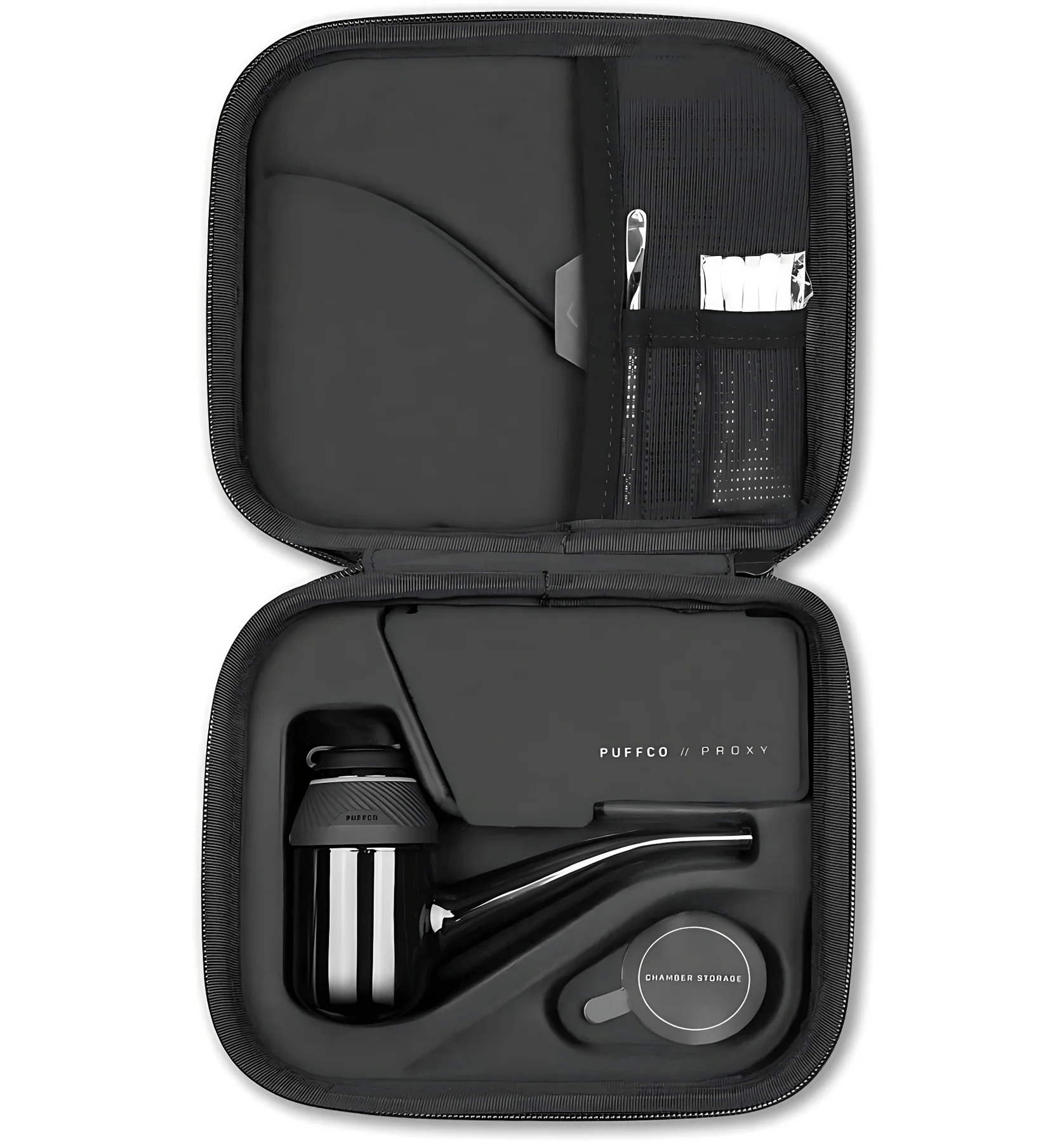Black Puffco Proxy Kit with joystick cap, handheld vaporizer designed for concentrates, featuring sleek black design and ergonomic grip.