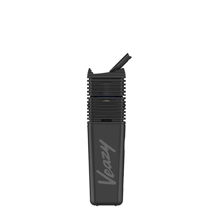 Black Veazy Kit vaporizer by Storz & Bickel, compact portable vaporizer with sleek black design and accessories for vaping.