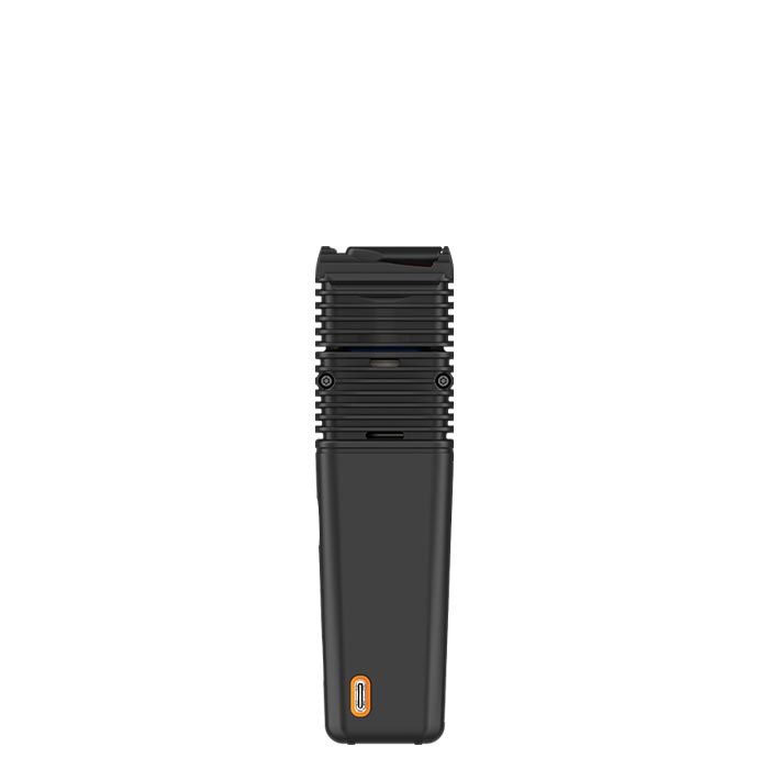 Black Veazy Kit vaporizer by Storz & Bickel, compact portable vaporizer with sleek black design and detailed components.