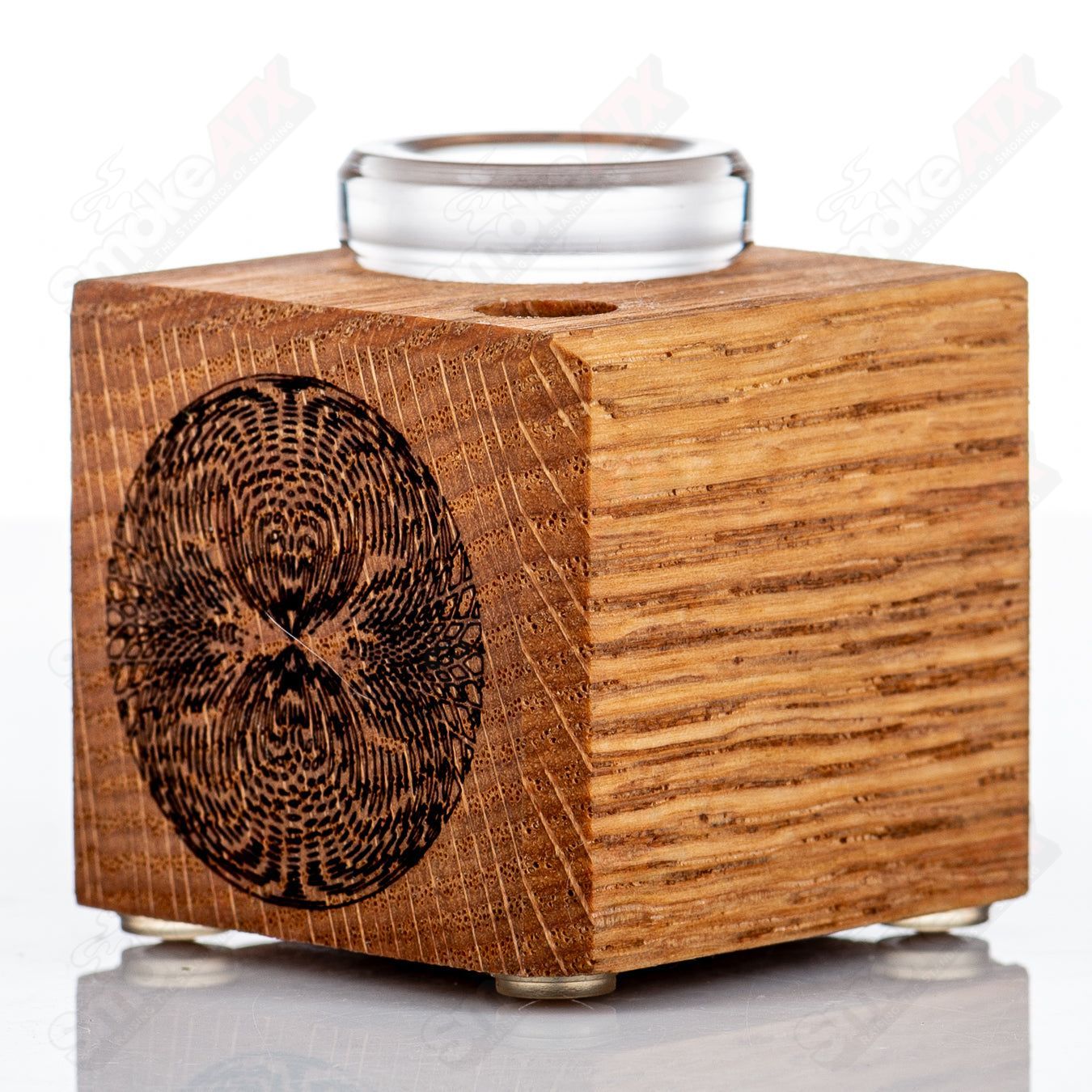 BloodShed Red Oak 1-Hole Slide Stand by Sovereignty Glass, designed for holding glass slides securely in a scientific setting.