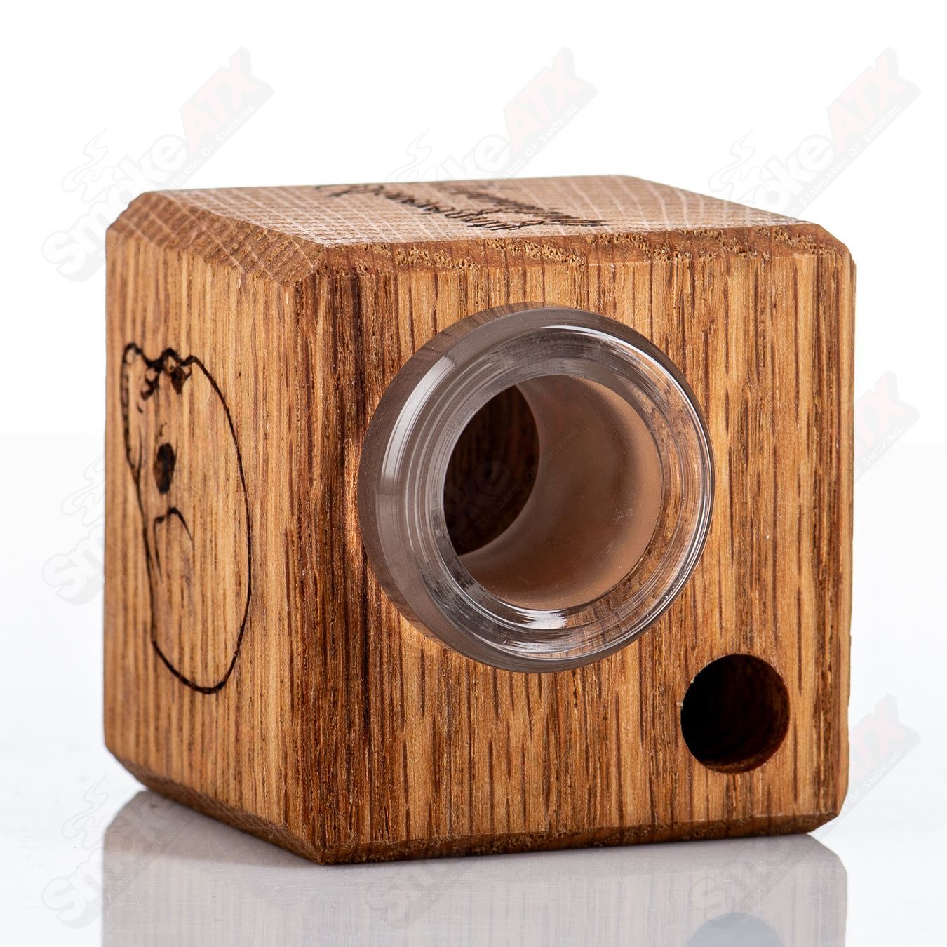BloodShed Red Oak 1-Hole Glass Slide Stand by Sovereignty Glass, featuring a sleek red oak design and sturdy construction.