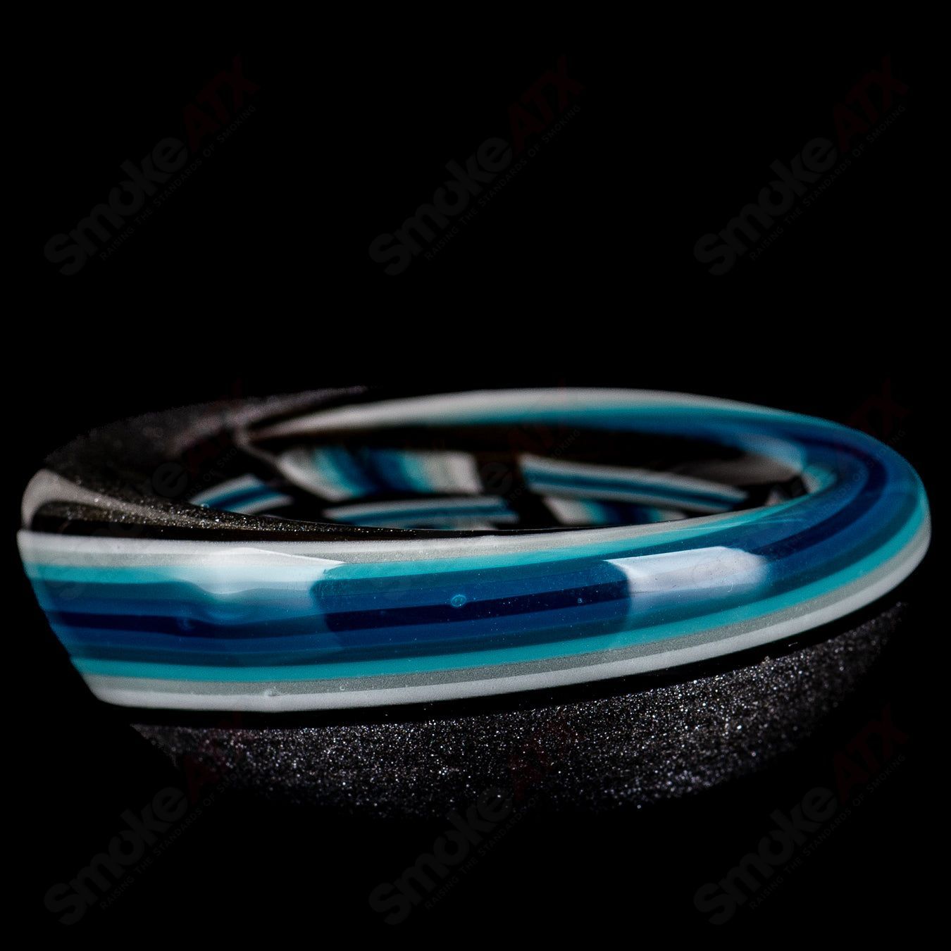 Blue patchwork mini beaker set by Dale Sommers Glass, featuring colorful heady glass design with intricate patterns and smooth glass finish.