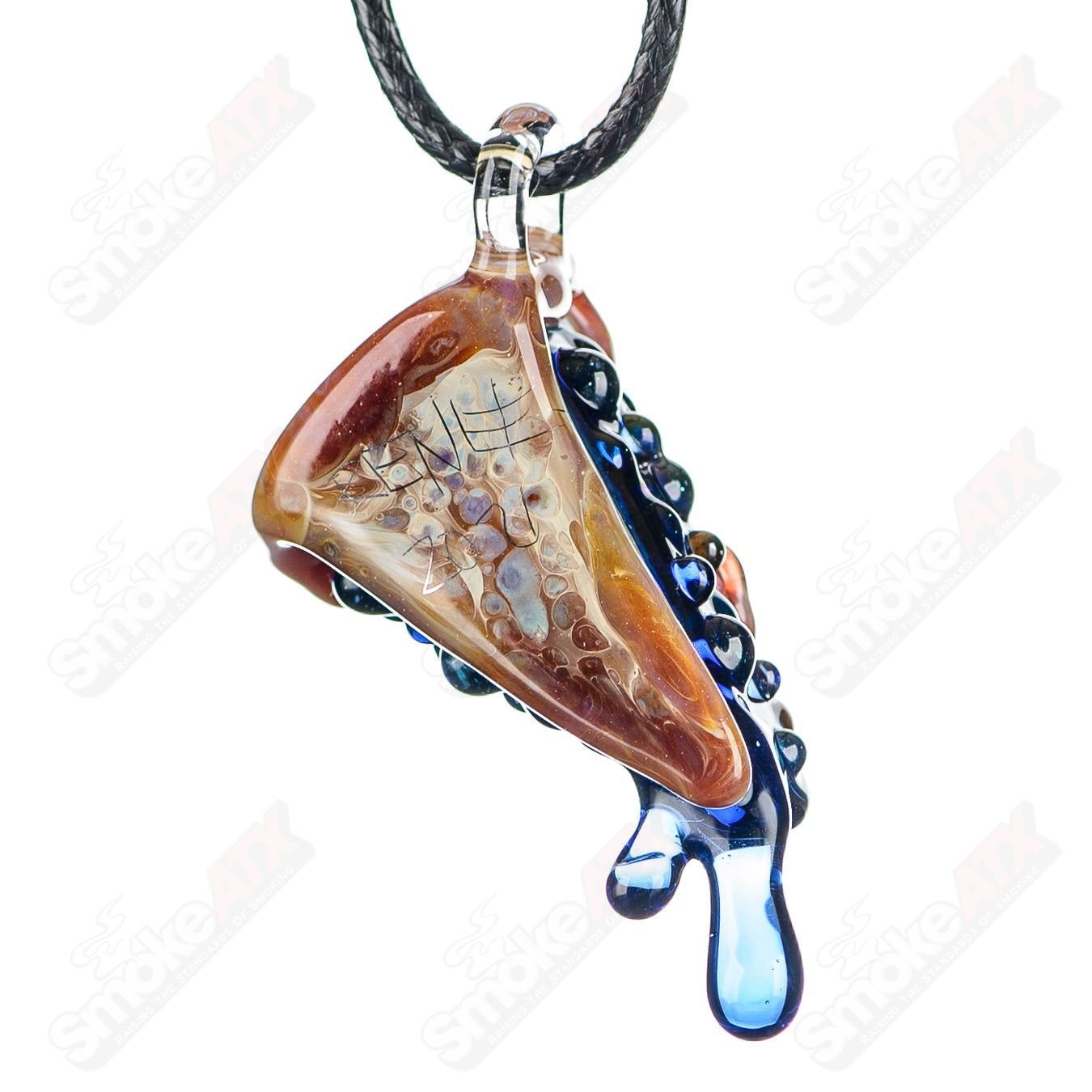 Blueberry Pie Pendy by Renee Patula, a colorful heady glass pendant featuring a detailed blueberry pie design.