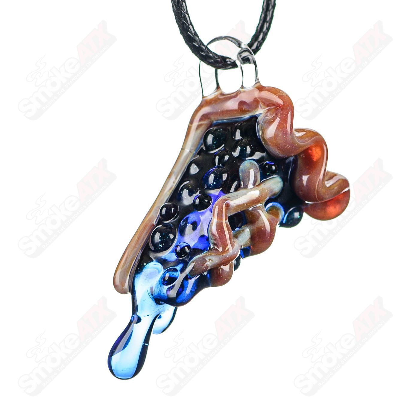 Blueberry Pie Pendy by Renee Patula, a colorful Heady Glass pendant featuring a detailed blueberry pie design.